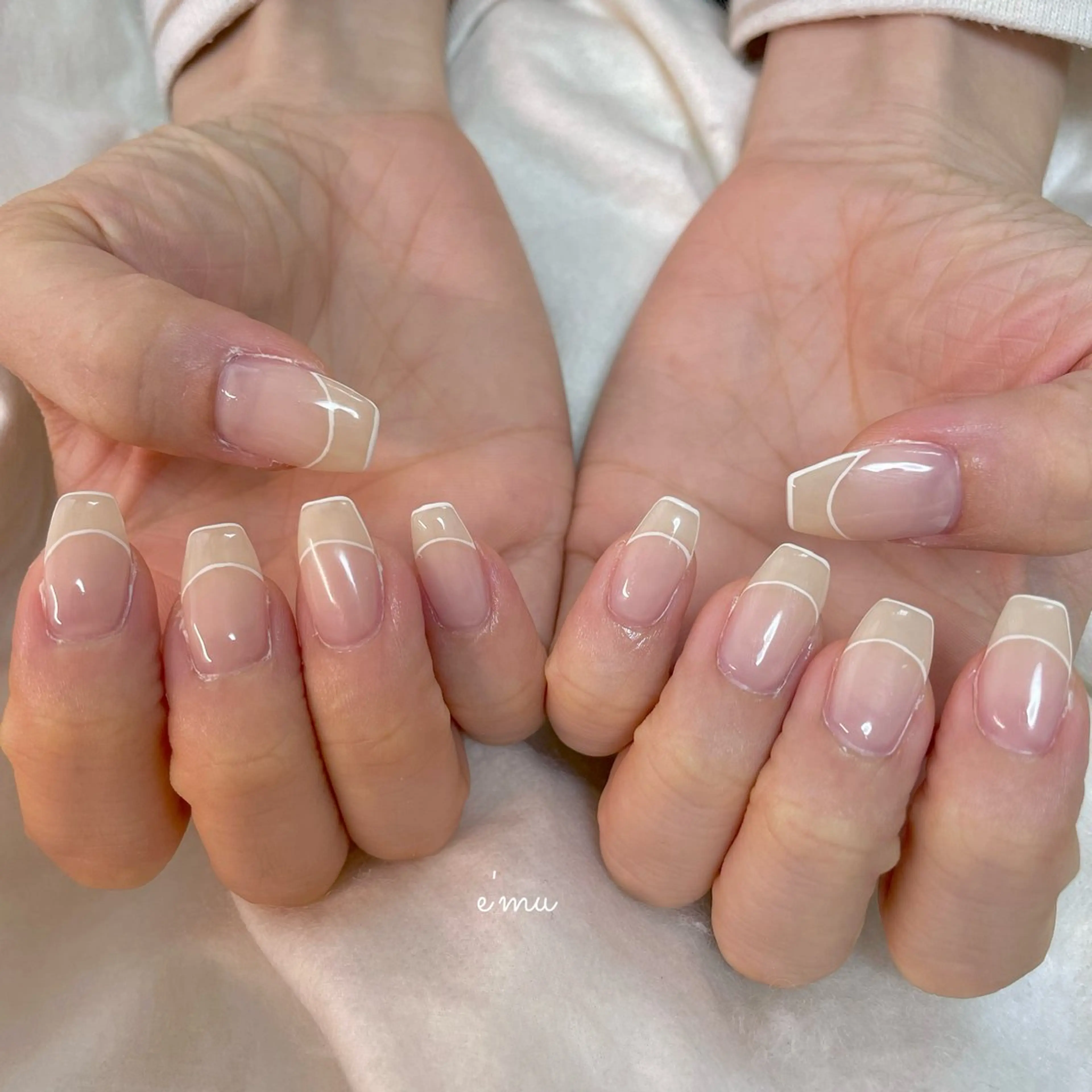 ネイル フレンチネイル オフィスネイル ハンドネイル nail salon e'mu💐のネイルデザイン