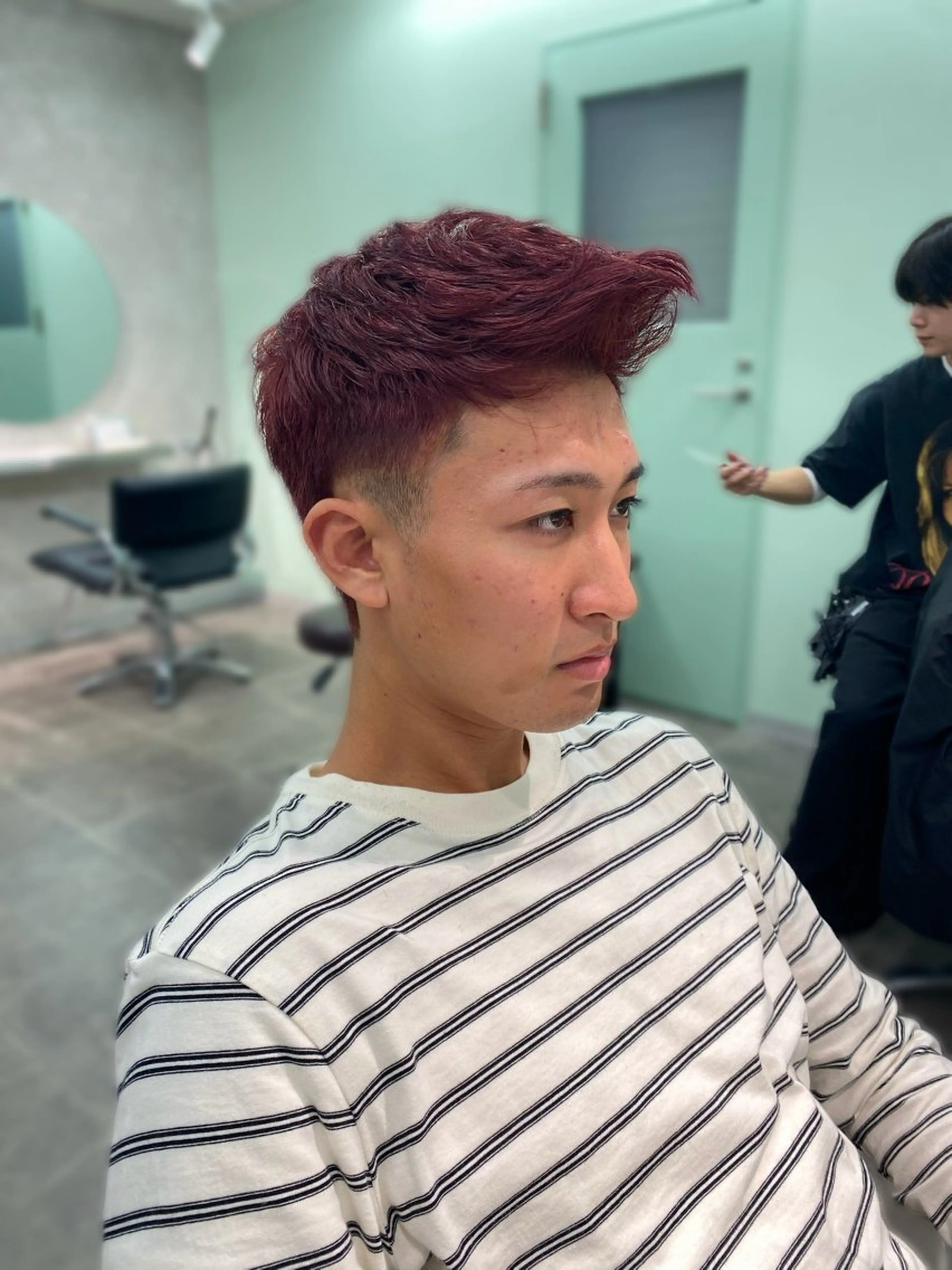 カラー メンズ 韓国レイヤーカット 🇰🇷✨朝生菜楓のヘアスタイル