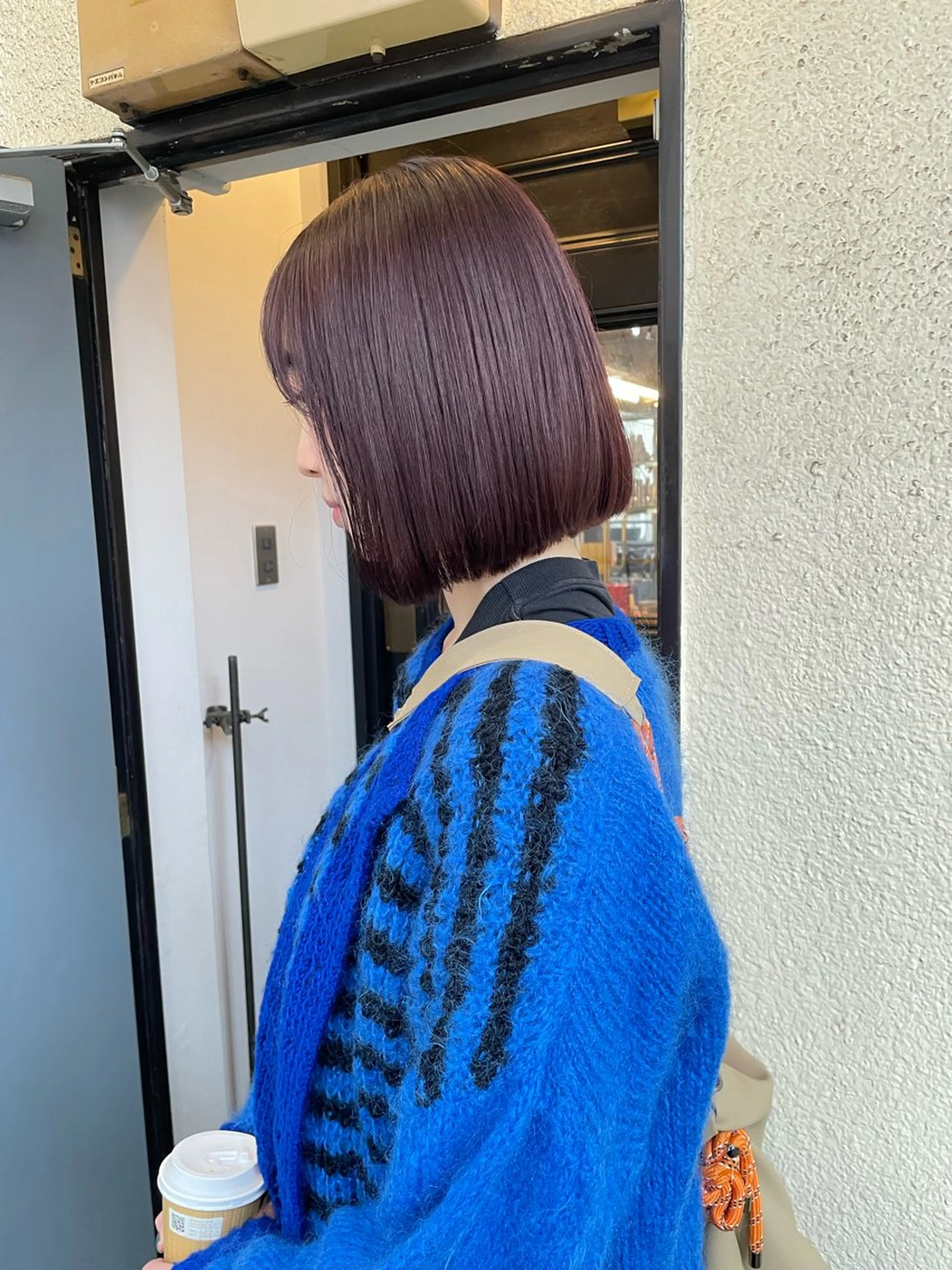 ショート カラー ブリーチ カシス レッドカラー ボブ/ミディアム RIONAのヘアスタイル