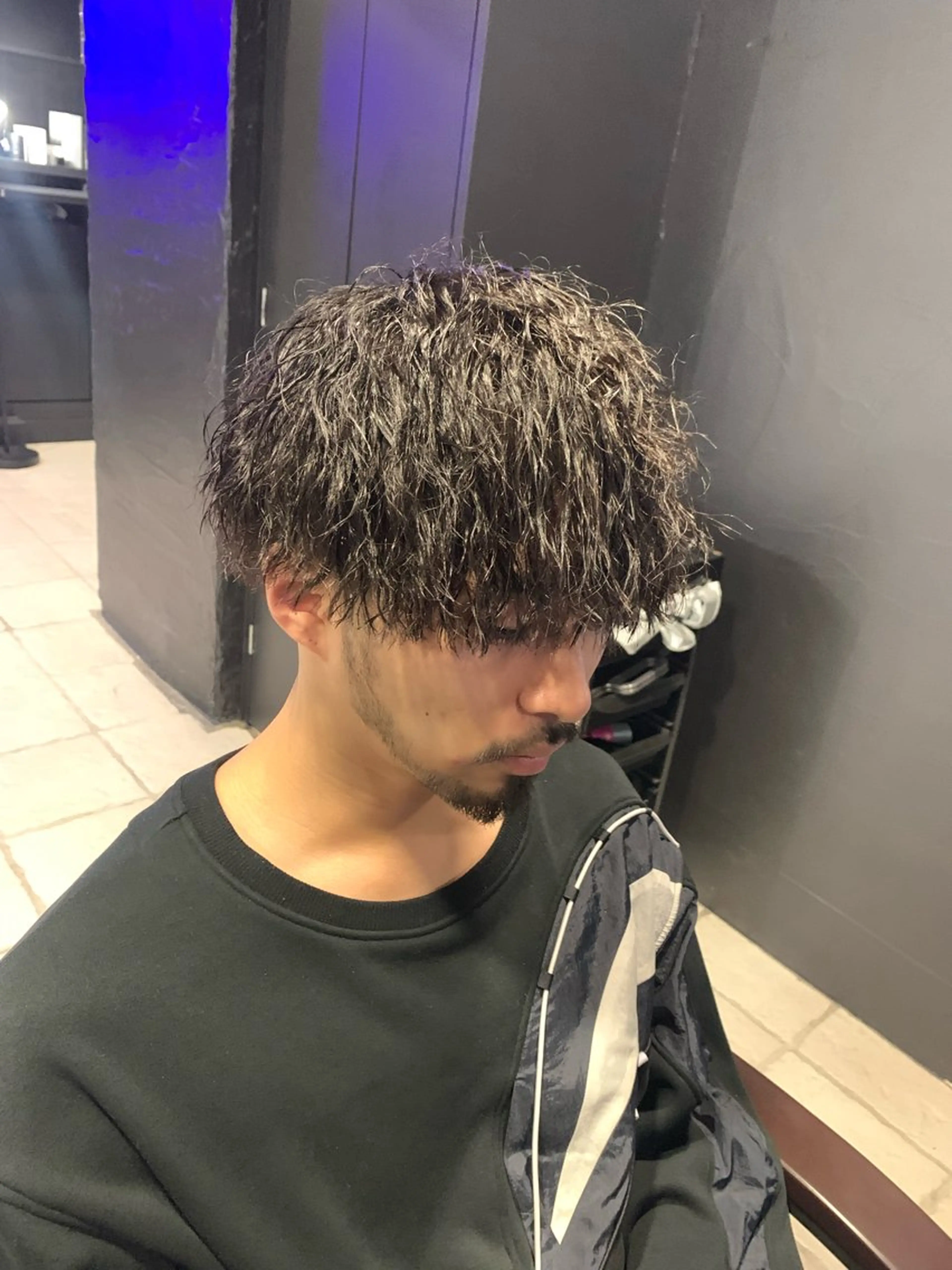 ミディアム メンズ マッシュ カット パーマ ヘアセット メンズパーマ/難波/ 心斎橋　室園亮佑のヘアスタイル