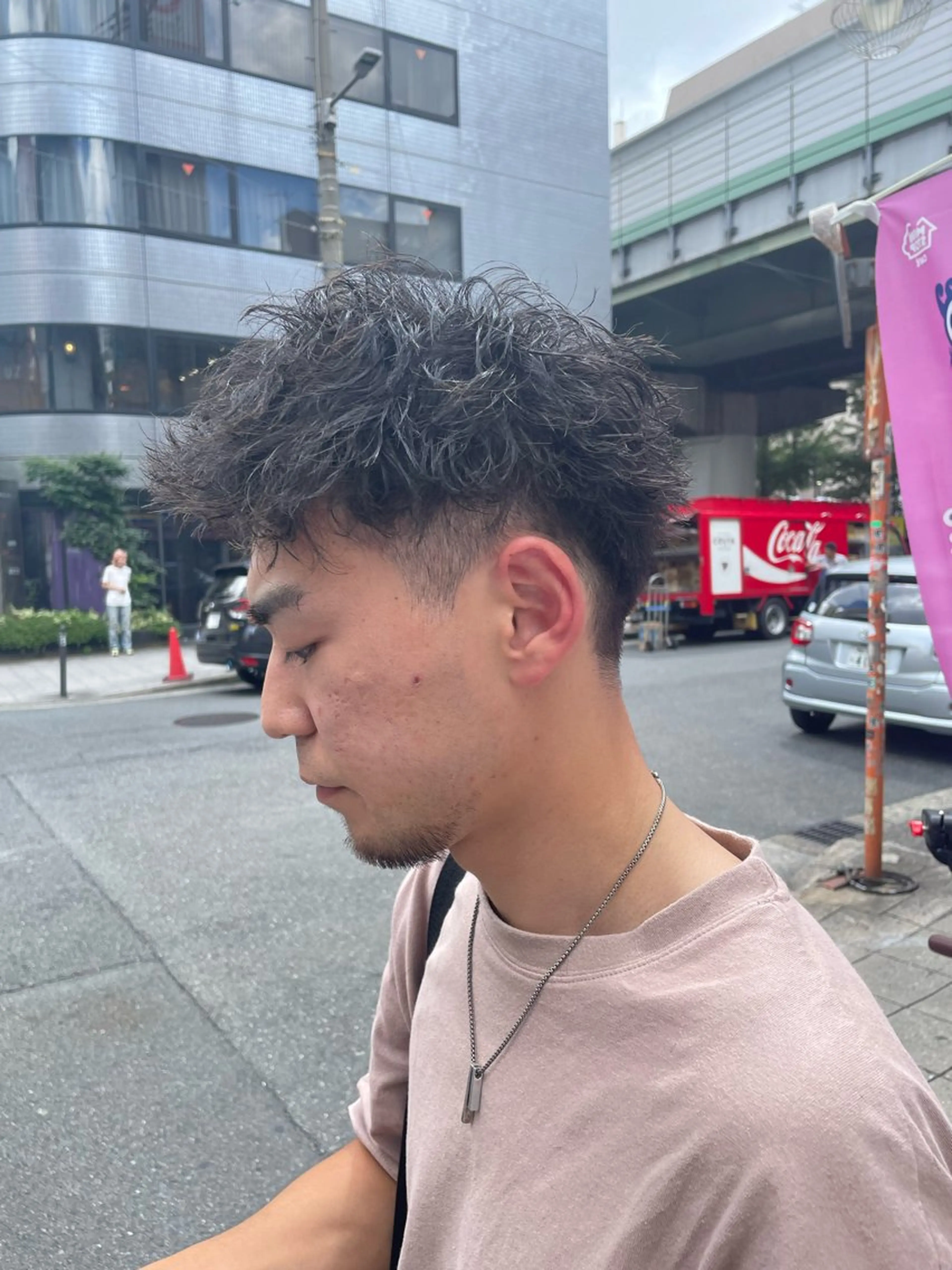 パーマ メンズ センターパート マッシュ メンズパーマ メンズツイストパーマ ツイストスパイラルパーマ カット パーマ ヘアセット 心斎橋/メンズ /ルレイル/地形真希のヘアスタイル