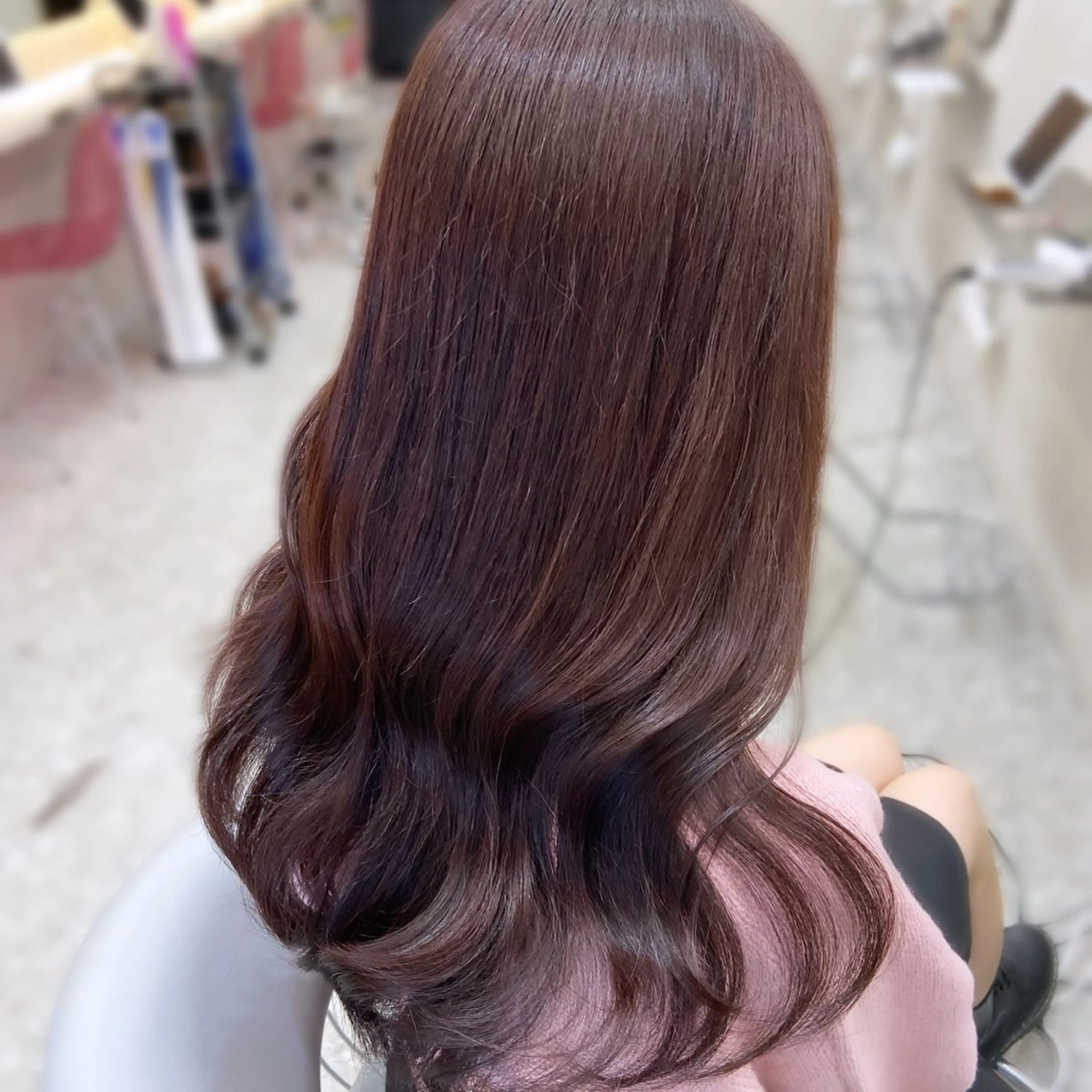 ロング チョコレートブラウン 韓国風ヘア レイヤーカット カット トリートメント 新宿/韓国ヘア 中明度カラー/かやのヘアスタイル