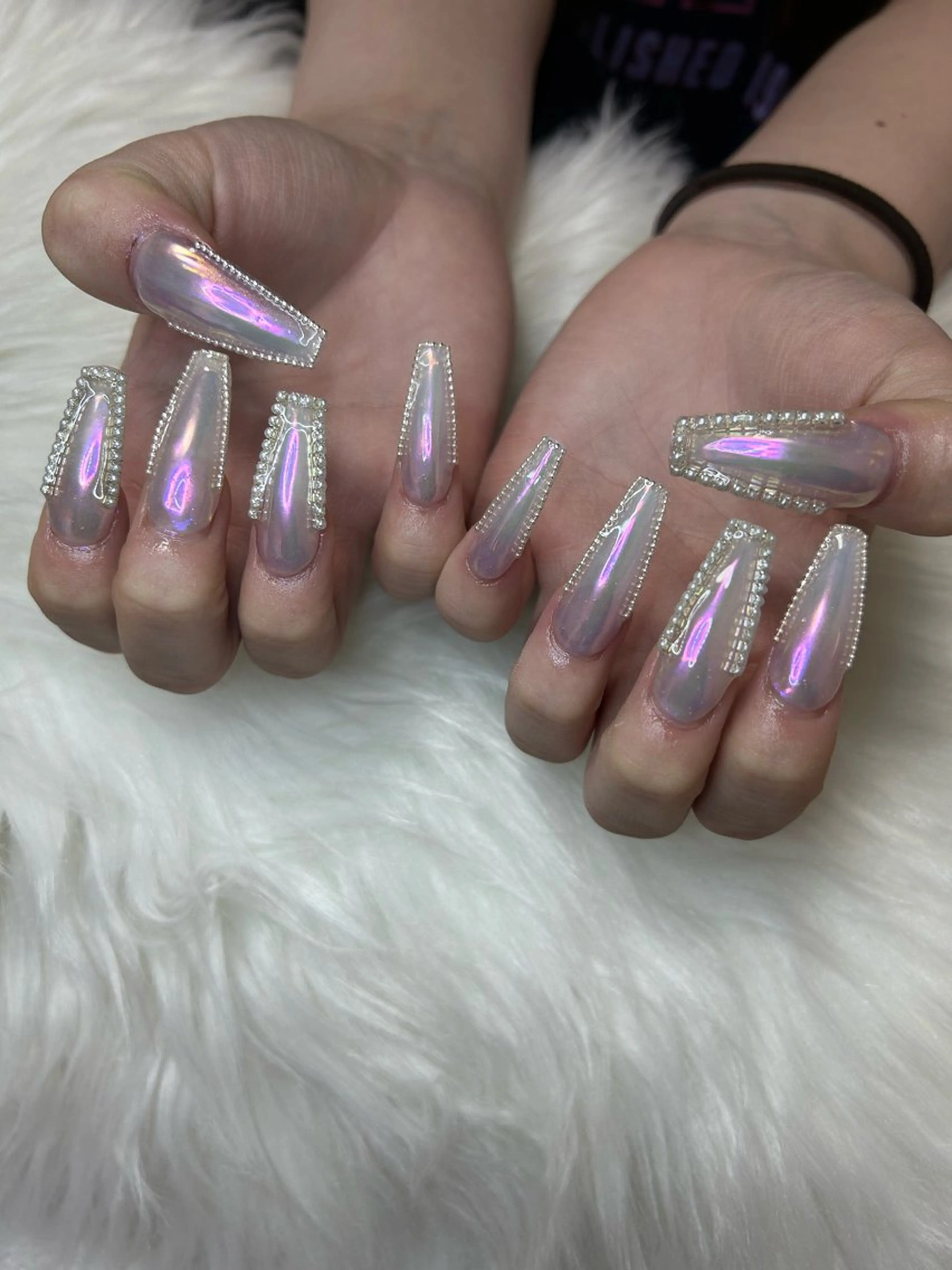 ネイル 長さ出し ガーリー 韓国ネイル ロングネイル ミラーネイル Lala nailのネイルデザイン