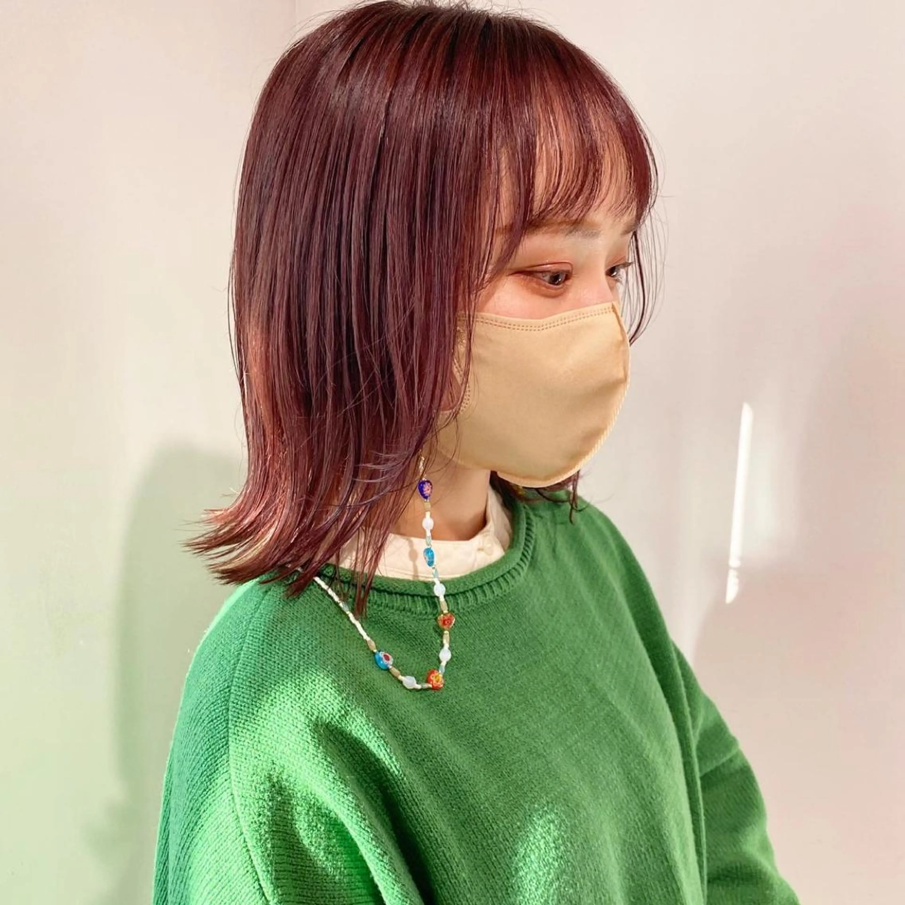 ミディアム カラー ブラウンカラー ピンクカラー ピンクブラウン レイヤー/大人ボブ 渡邉【日吉美容室】のヘアスタイル
