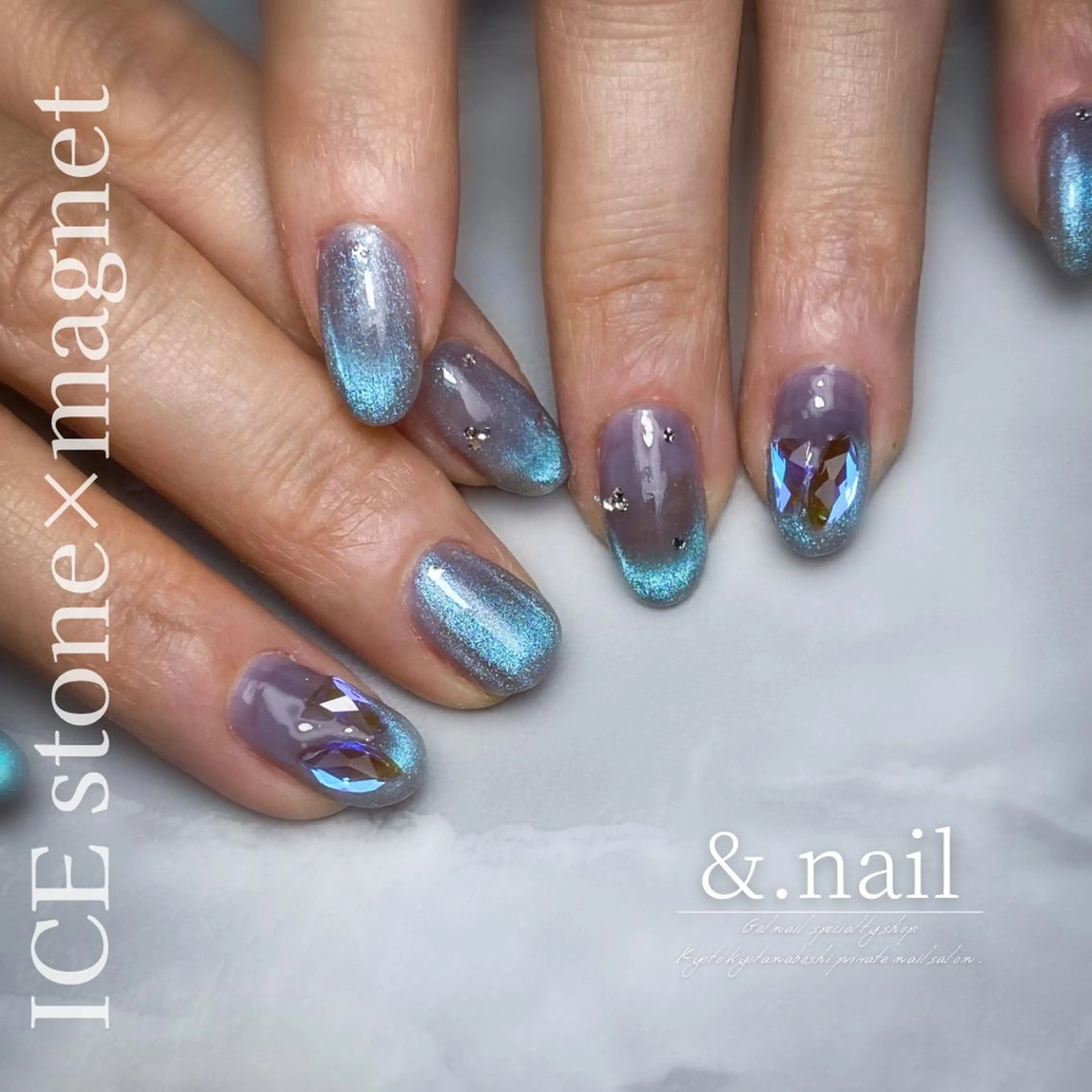 ネイル 氷ネイル・うるうるネイル ストーンネイル ハンドネイル &.nail/ ニュアンス/持込み可のネイルデザイン