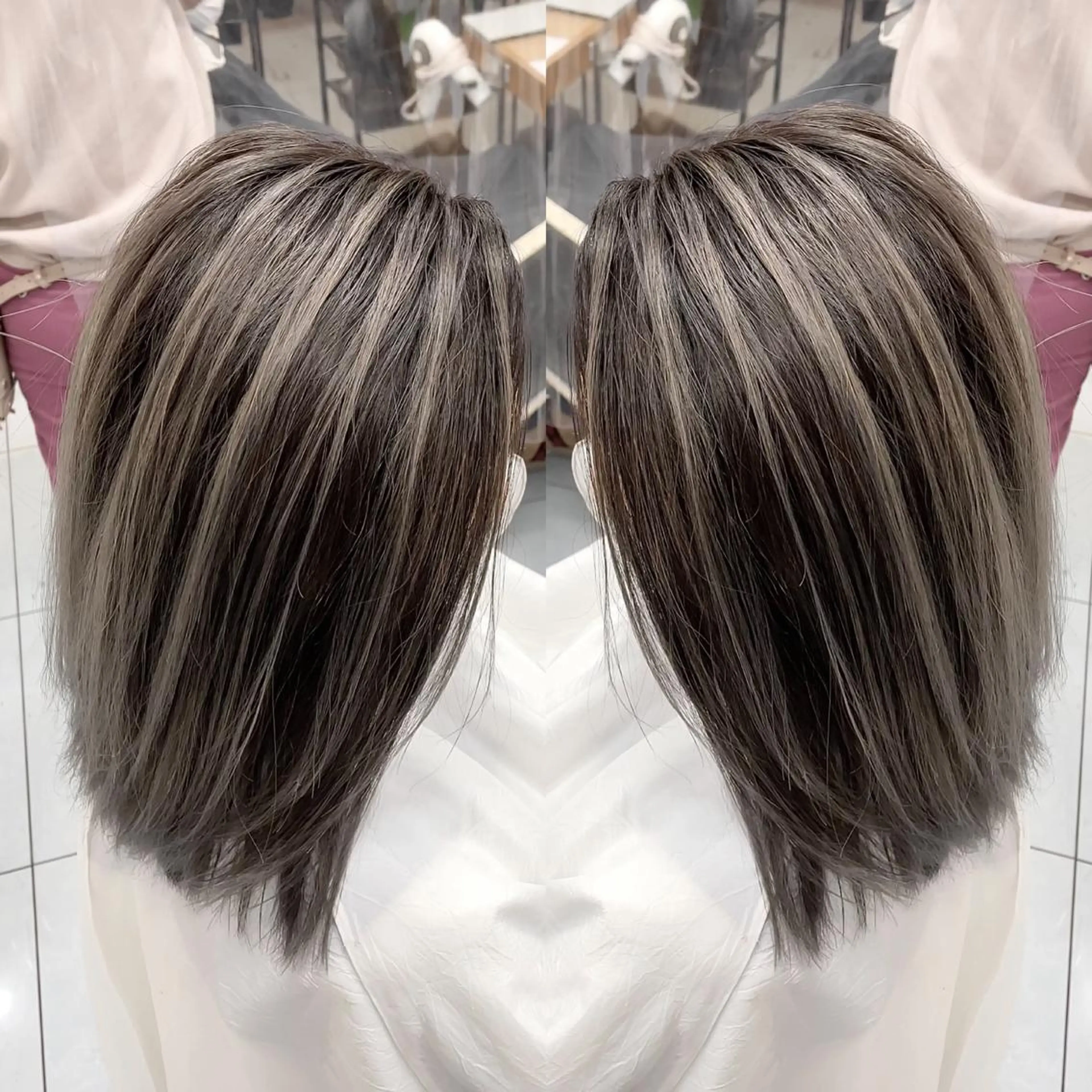 セミロング カラー 縮毛/レイヤー 韓国/橋口のヘアスタイル