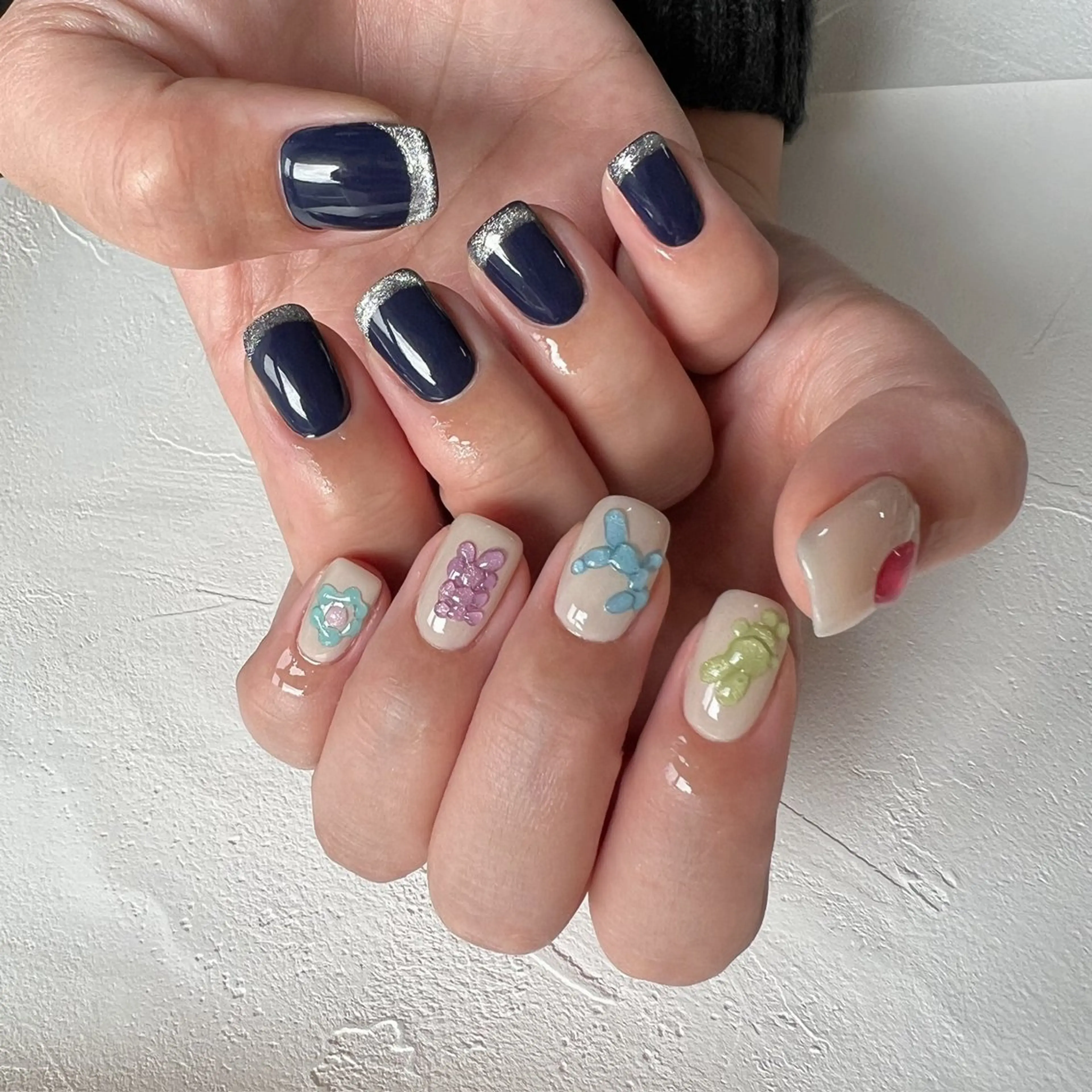 ネイル アートネイル フレンチネイル マグネットネイル マグネットフレンチ ハンドネイル 川端 京香のネイルデザイン