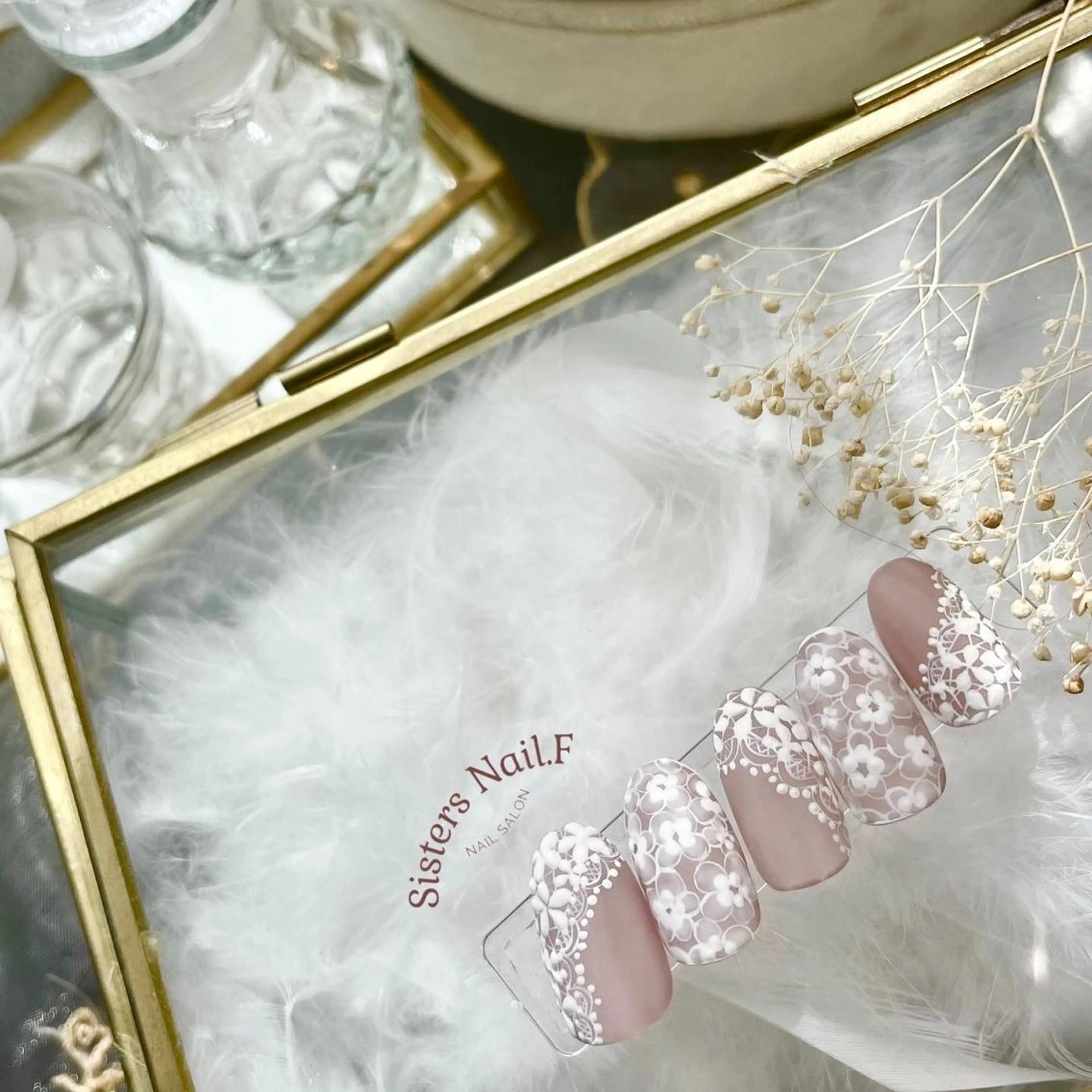 ネイル アートネイル フラワーネイル ジェルネイル グラデーション レース sisters nail.fのネイルデザイン