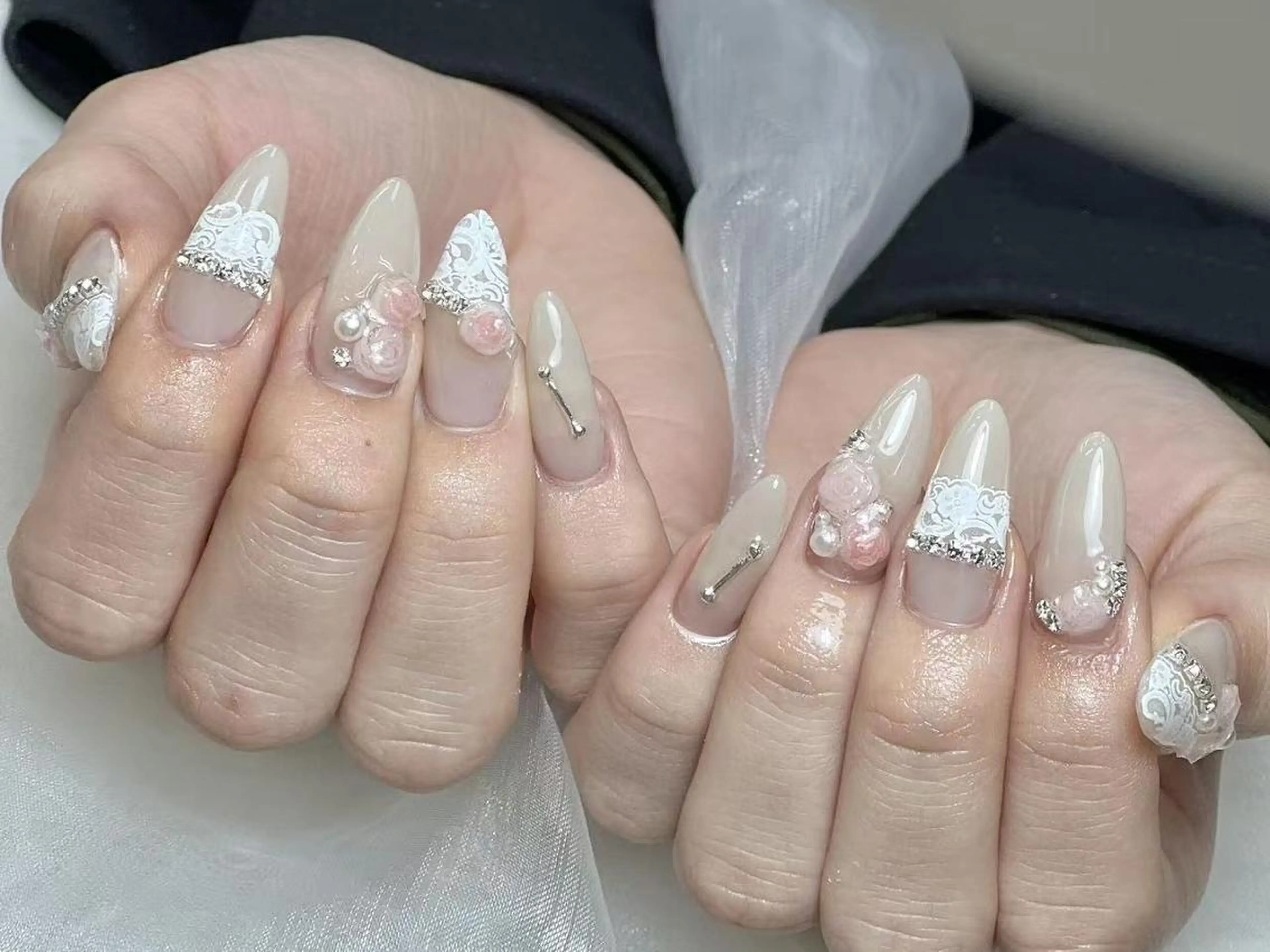 メンズ ネイル メンズ韓国風 アートネイル フレンチネイル ジェルネイル キラキラネイル Bloom kabukiのネイルデザイン