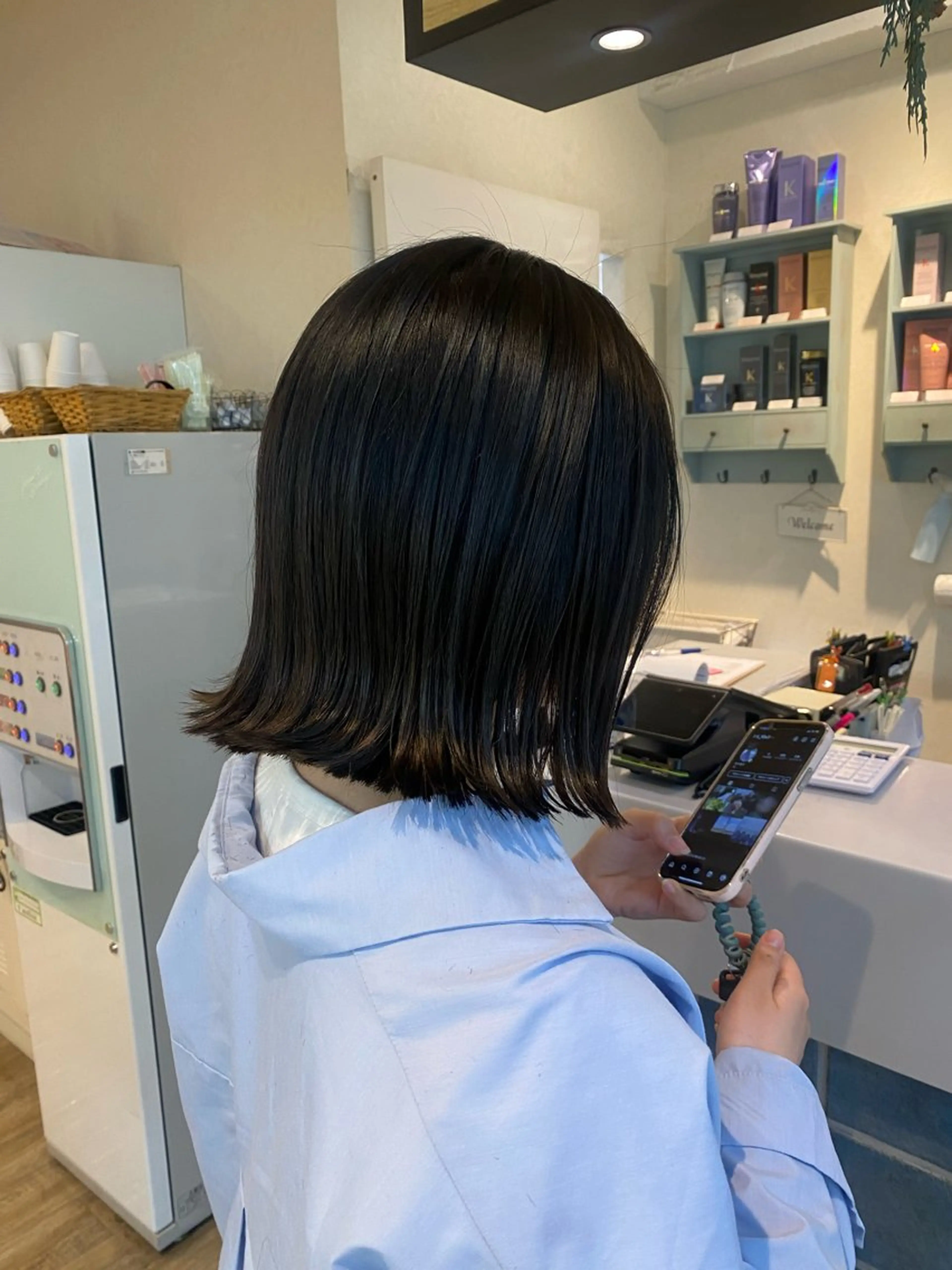 ミディアム ピンクブラウン 縮毛矯正 N°+aero 😊れいか😊のヘアスタイル