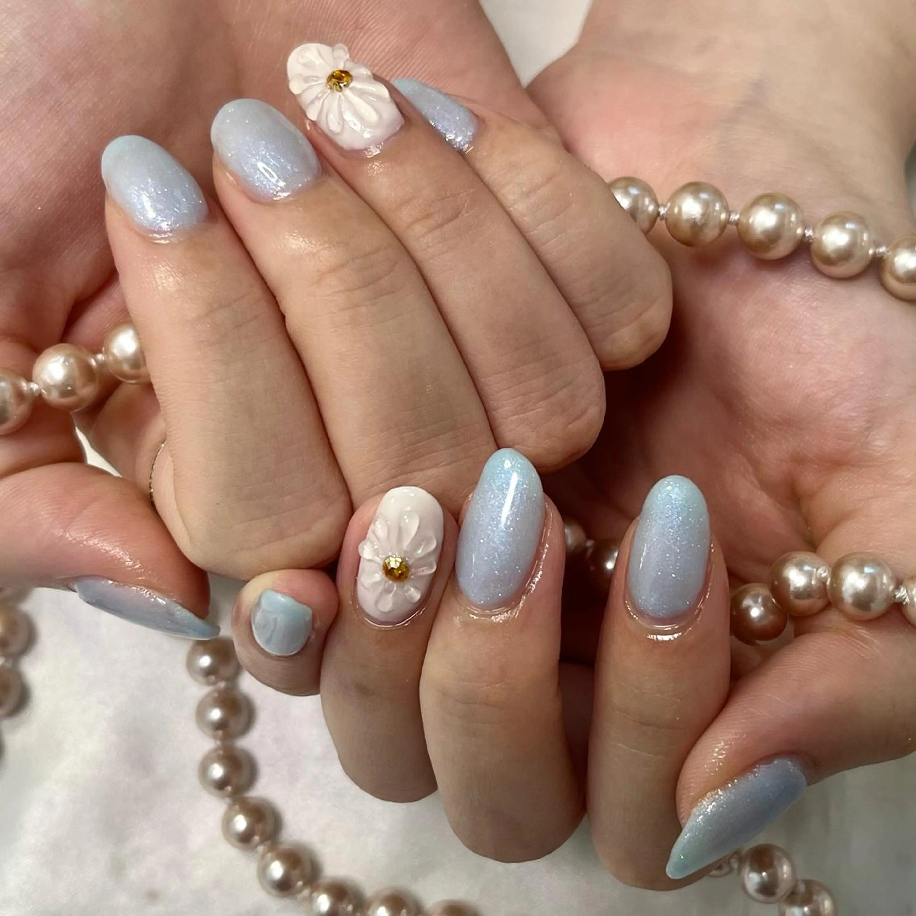 ネイル ブルー 韓国ネイル 水色 ぷっくりネイル 夏ネイル 韓国ネイル💠 Tomoのネイルデザイン