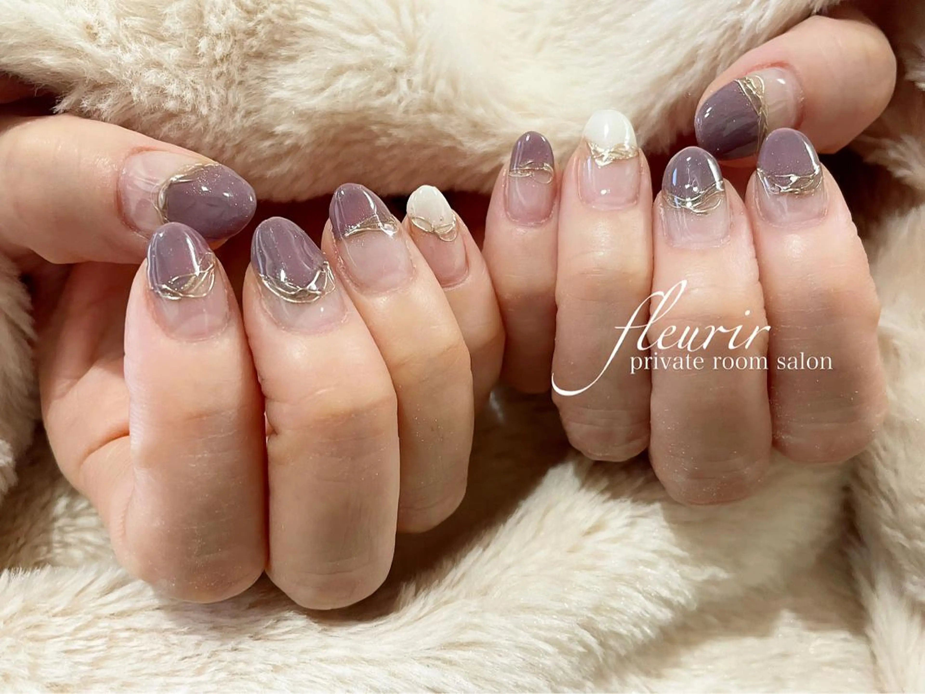 ネイル アートネイル フレンチネイル 韓国ネイル ミラーネイル ホワイト フルリール 【プライベートサロンのネイルデザイン