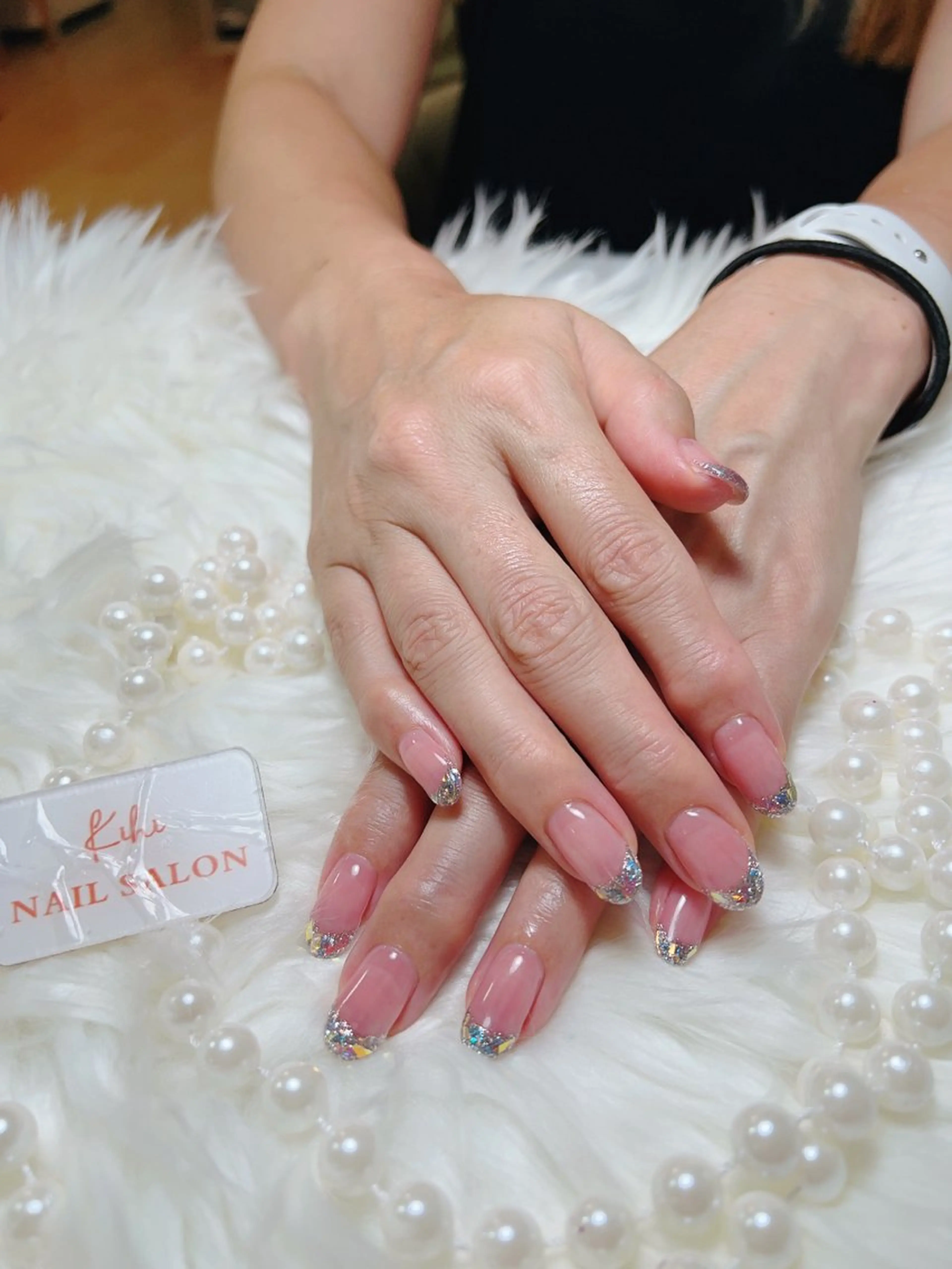 ネイル フレンチネイル ガラスフレンチ ハンドネイル 米澤 ハナユキのネイルデザイン