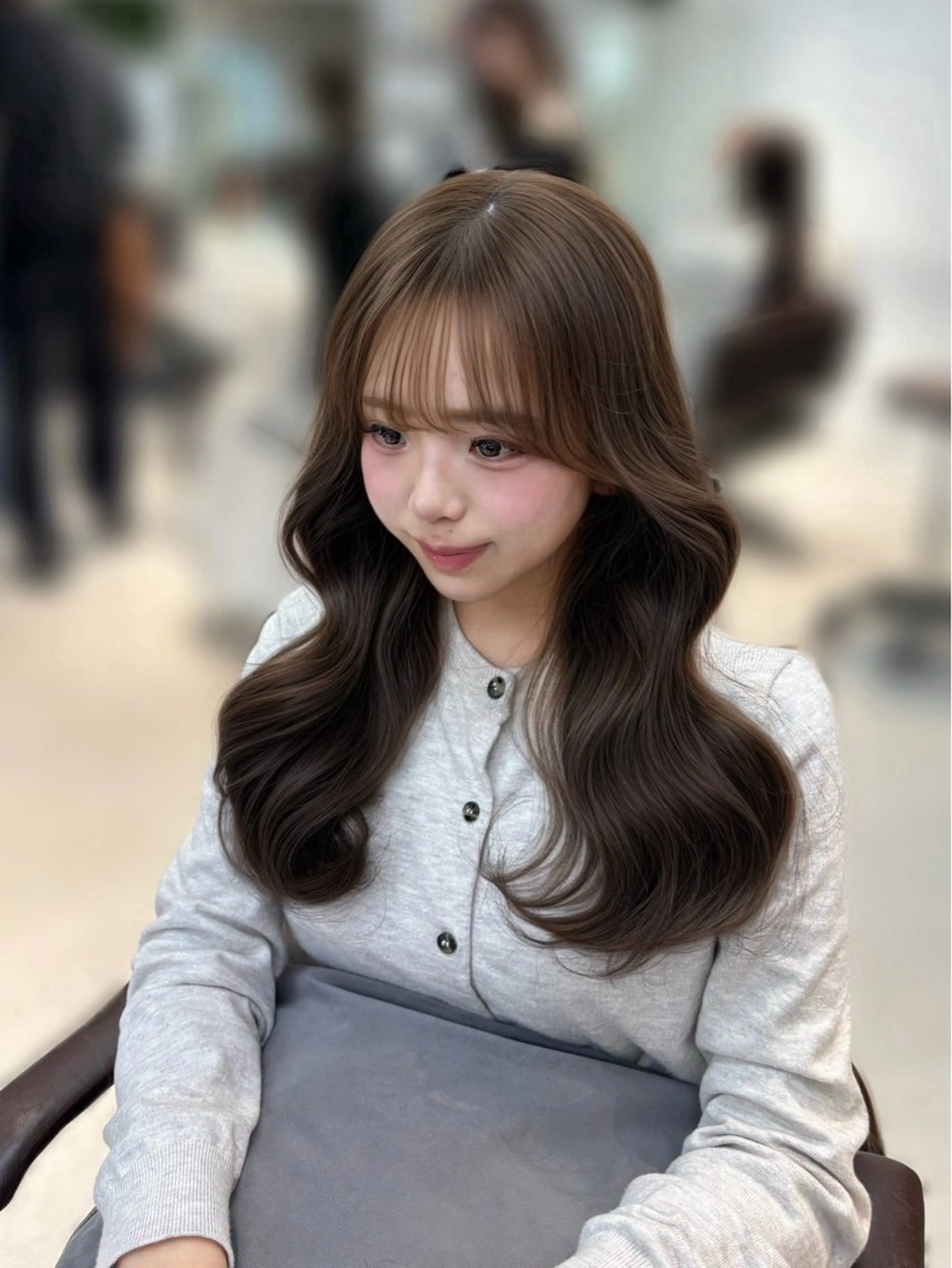 ロング カラー カット ヘアカラー ninaアイドル前髪 ×透明感🎀のヘアスタイル