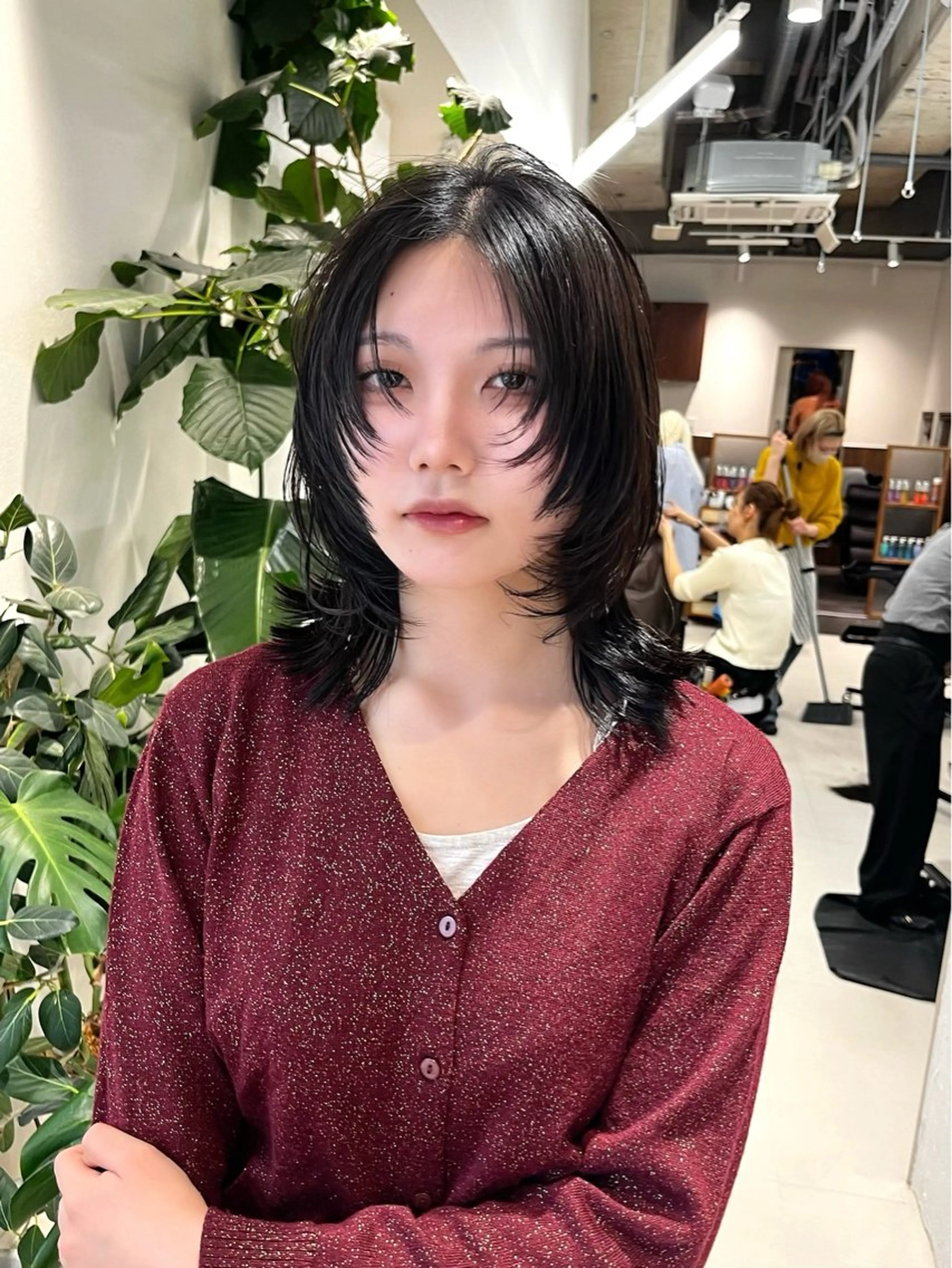 ミディアム カラー レイヤーカット カット ヘアカラー トリートメント レイヤーカット/ブラ ウンカラー/河野凜のヘアスタイル