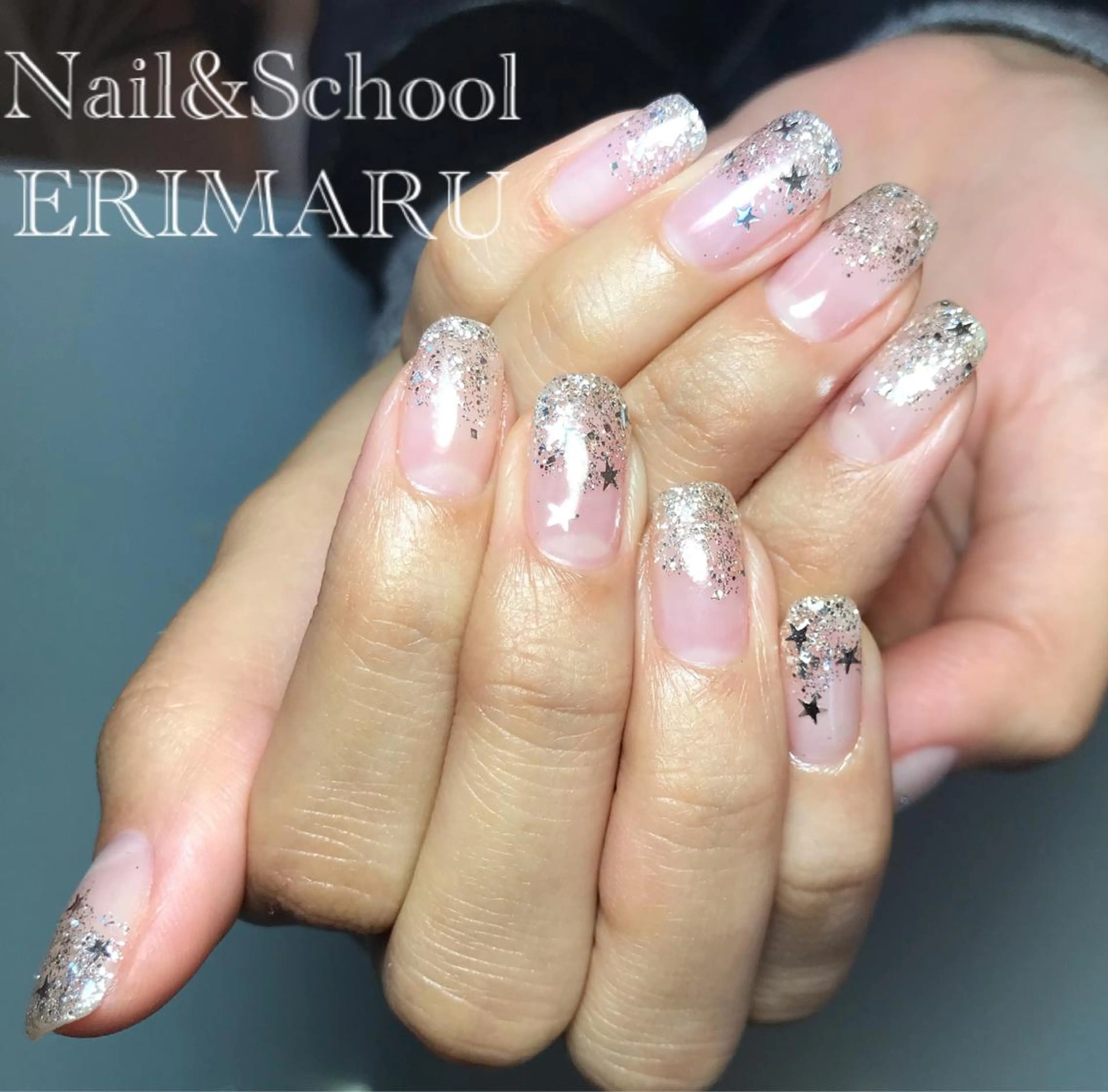 ネイル キラキラネイル スクエアネイル 田村 恵理のネイルデザイン