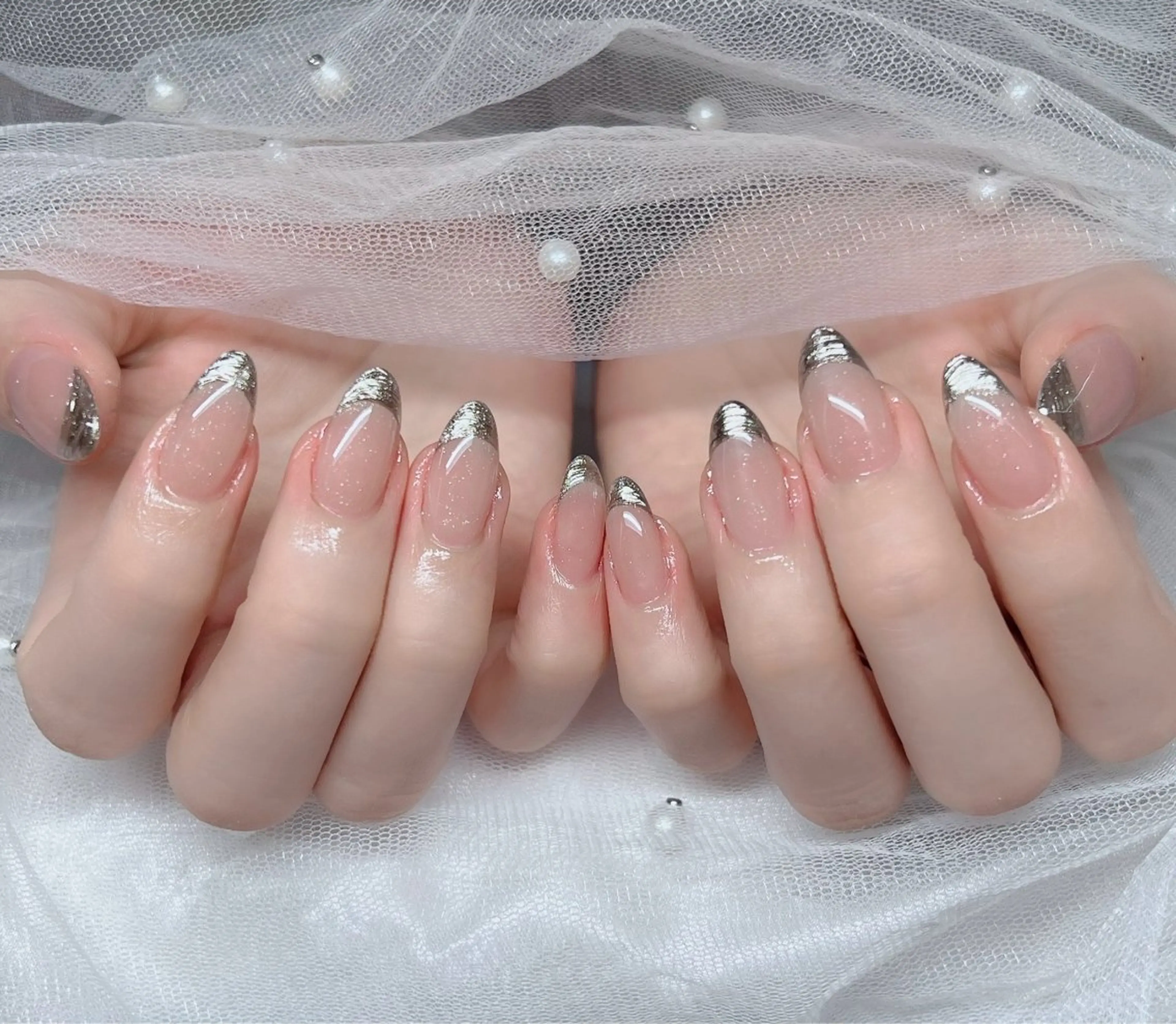 ネイル ハンドネイル 🎀PG🩵 ネイルサロンのネイルデザイン