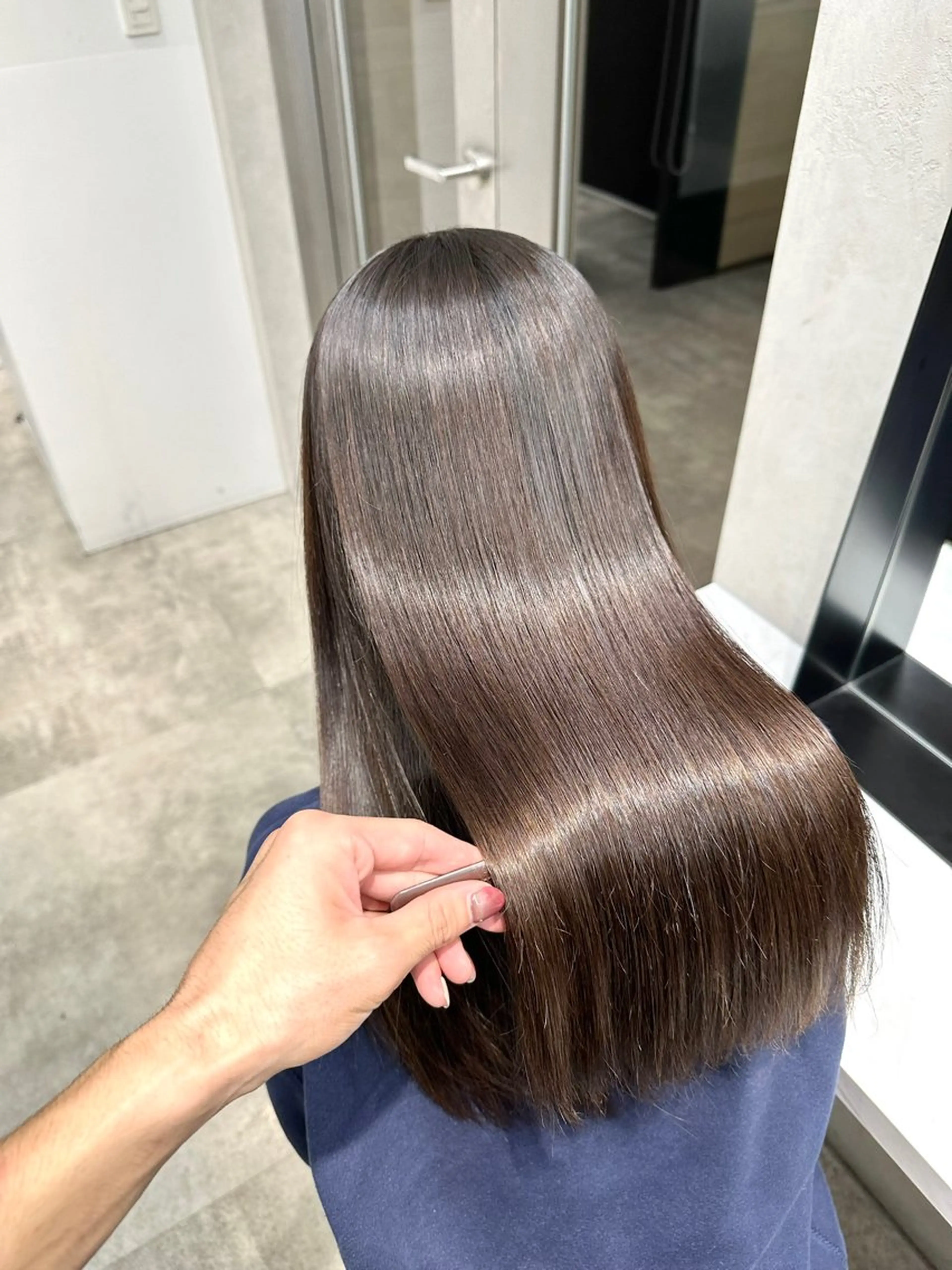 ロング パーマ ヘアアレンジ 髪質改善 縮毛矯正 トリートメント ストレートパーマ 縮毛矯正 トリートメント 縮毛矯正/髪質改善/ ブリーチ毛/木元渓太のヘアスタイル