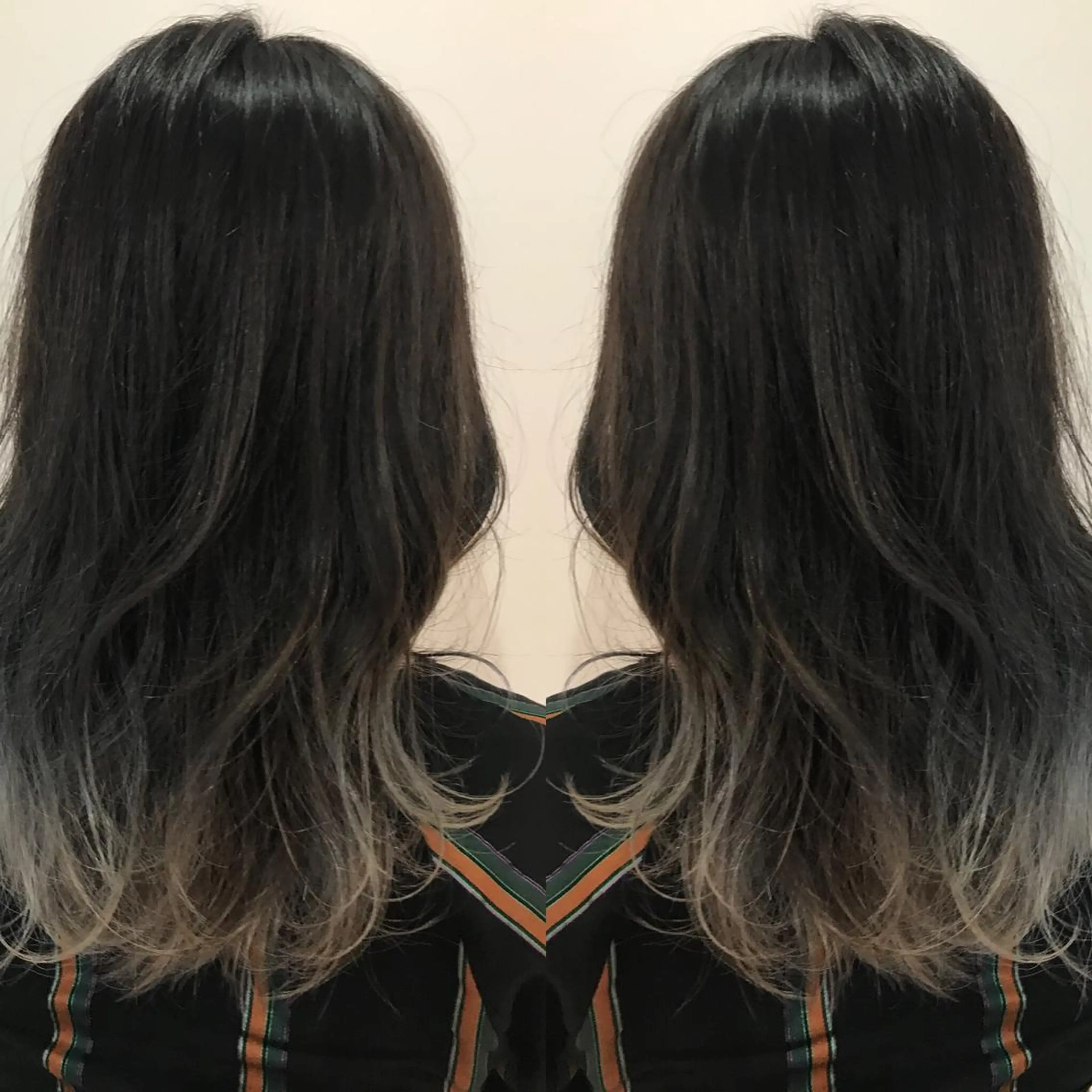 ミディアム カラー ブリーチ グラデーションカラー AILEE所属・ウルフカット レイヤーカット上柿のヘアスタイル