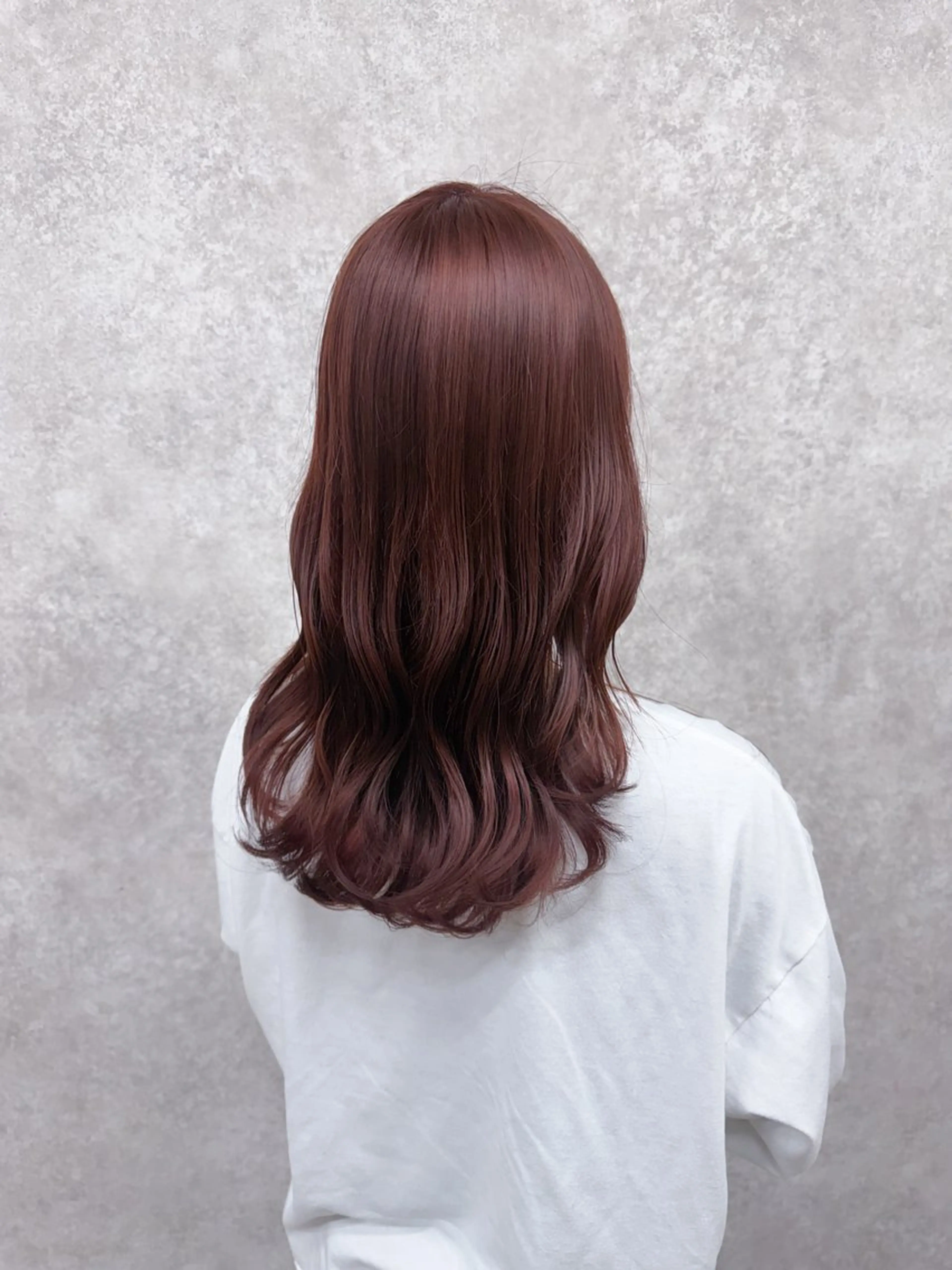 セミロング カラー オレンジ ピンクカラー ヘアカラー トリートメント イワタ マハ/ minim hairのヘアスタイル