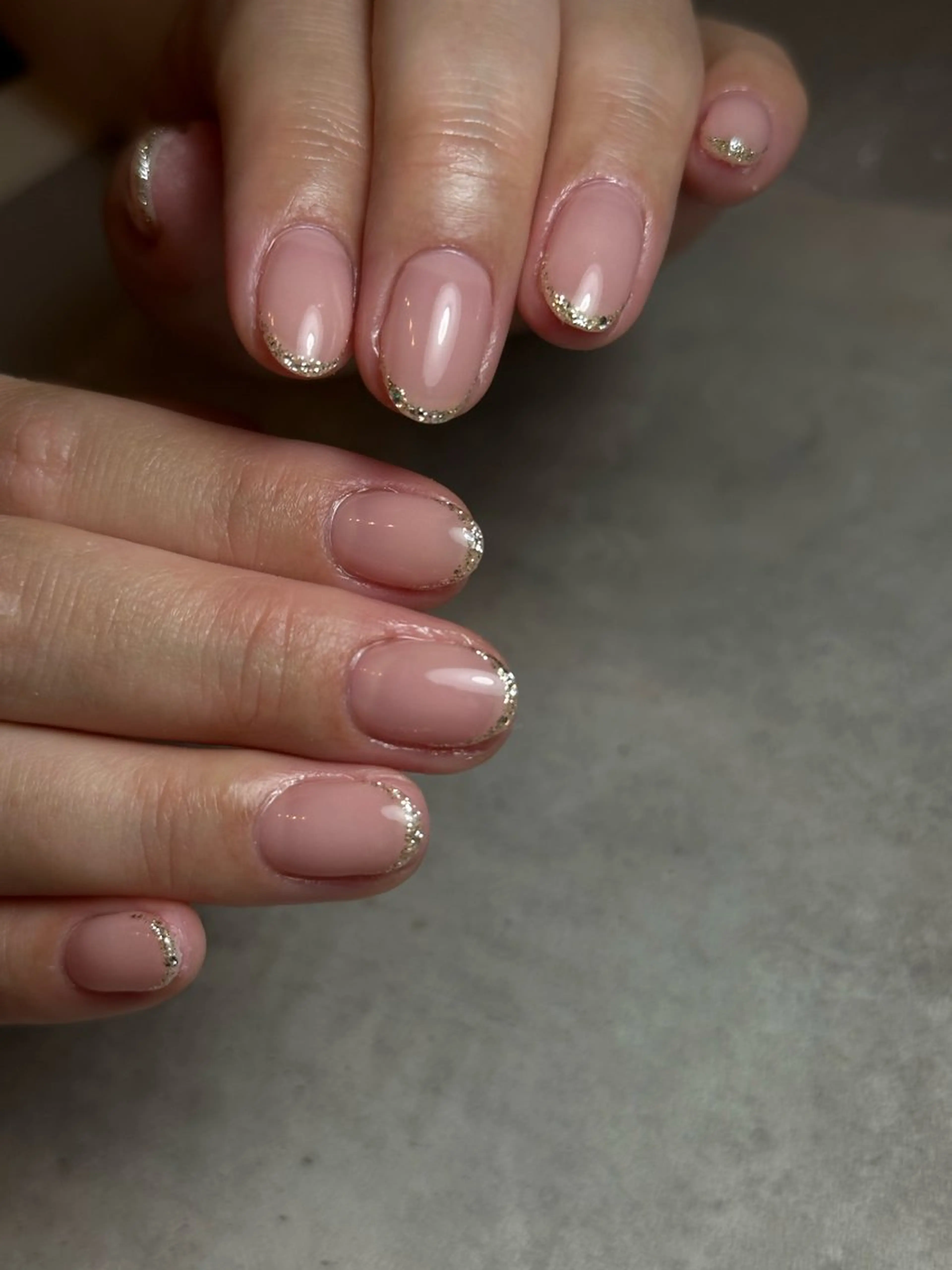 ネイル フレンチネイル ラメ(グリッター) オフィスネイル ピンク ピンクベージュ havi nailのネイルデザイン