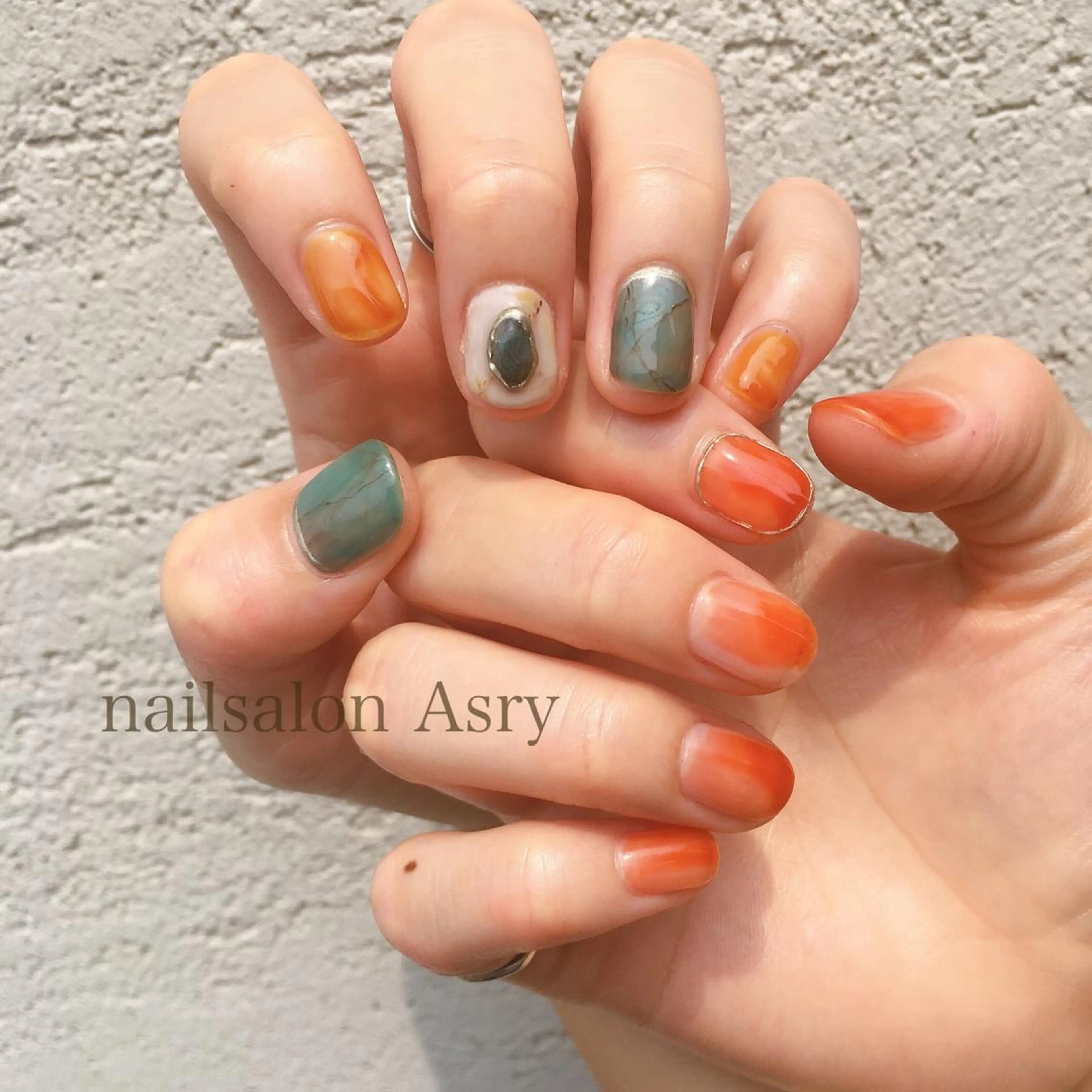 ネイル オレンジ nailsalon Asryのネイルデザイン