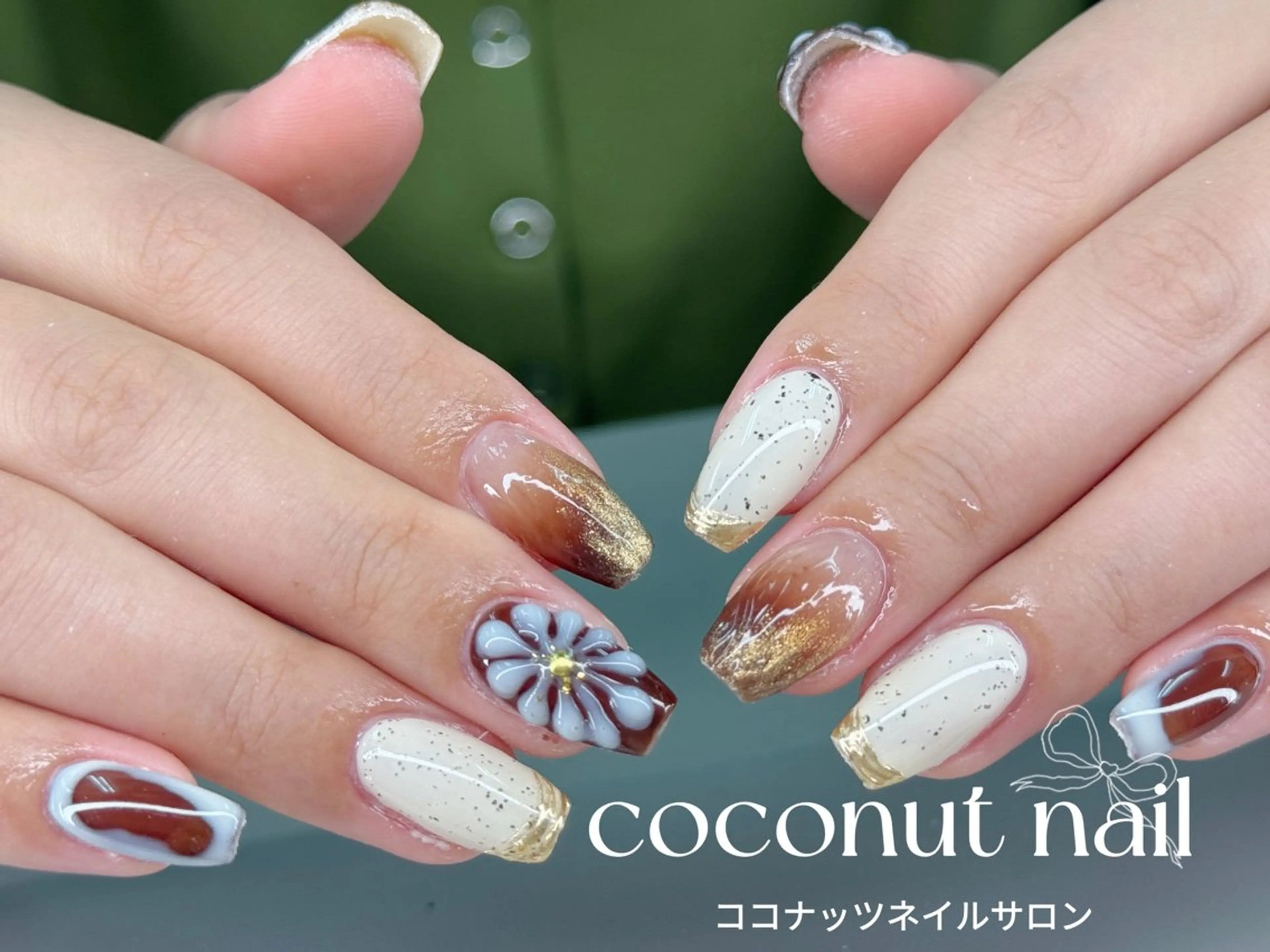 ネイル べっ甲ネイル フレンチネイル キラキラネイル マグネットネイル 大理石ネイル(マーブル) ハンドネイル 神田 ココナッツのネイルデザイン