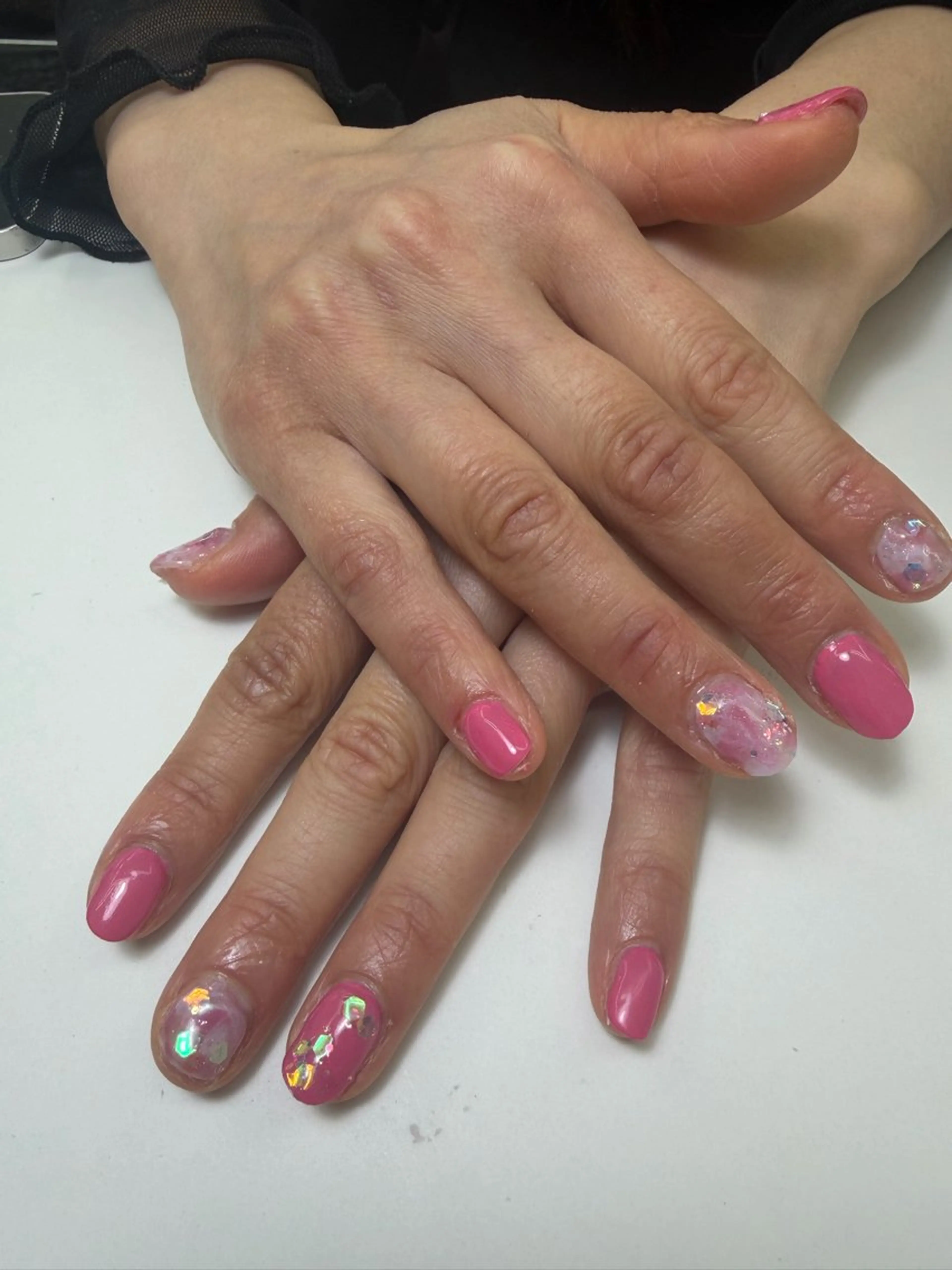 ネイル ラメ(グリッター) 大理石ネイル(マーブル) 眞鍋 歩のネイルデザイン