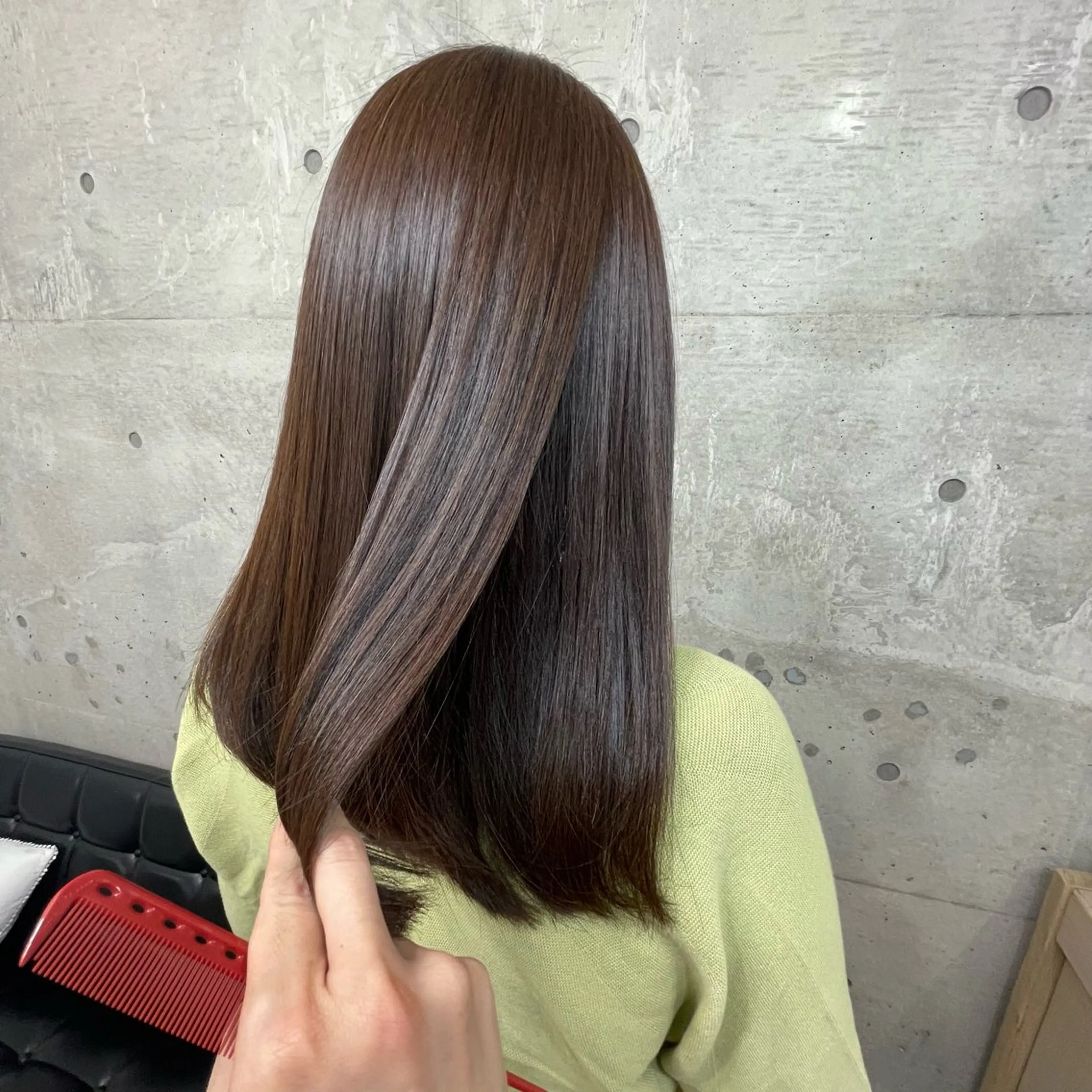 ロング シャドウパーマ 曲がる縮毛矯正のヘアスタイル