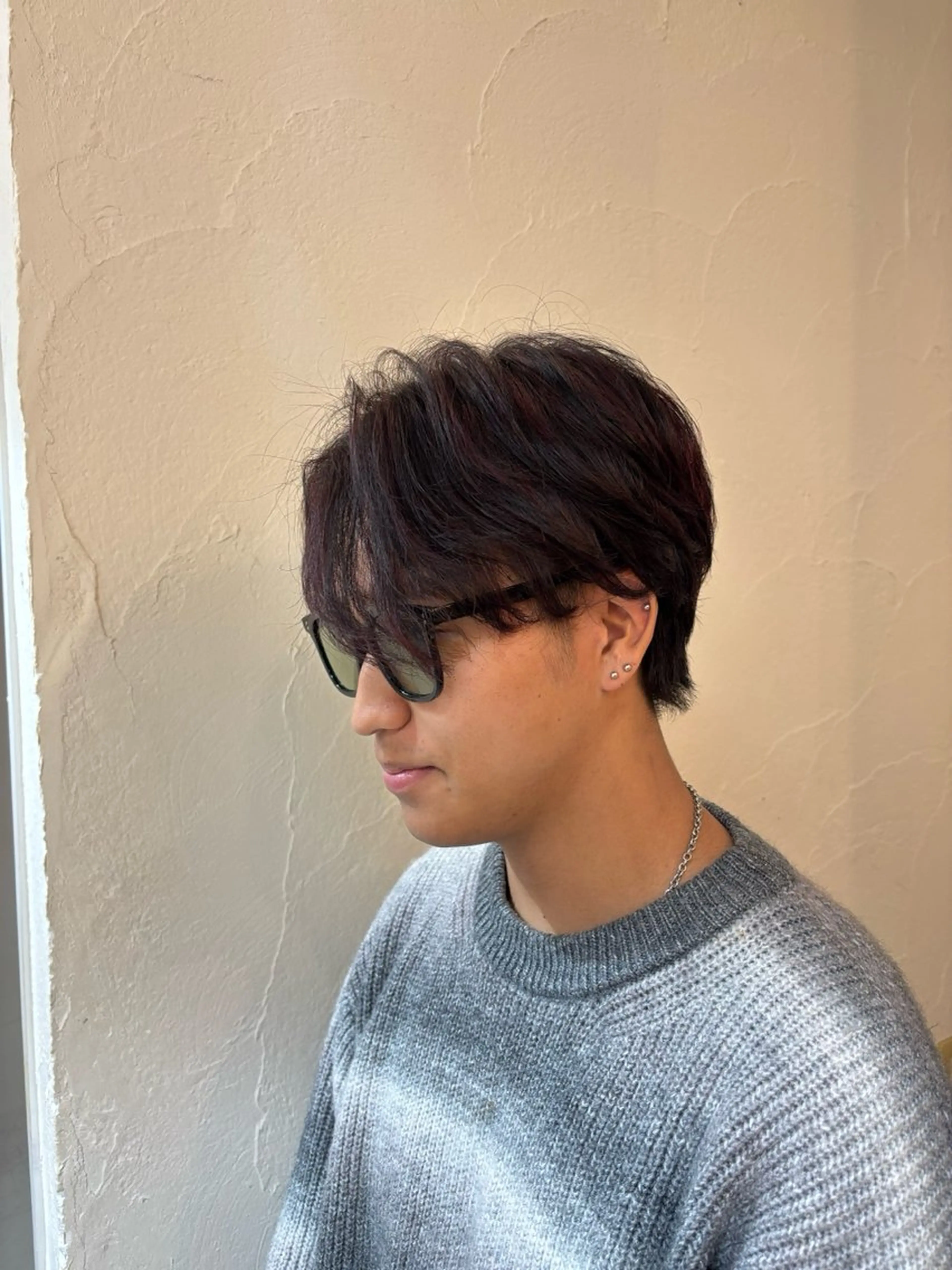 ショート カラー メンズ メンズハイライト ブラウンカラー ハイライトカラー レッドカラー レッドブラウン 靏 美咲のヘアスタイル