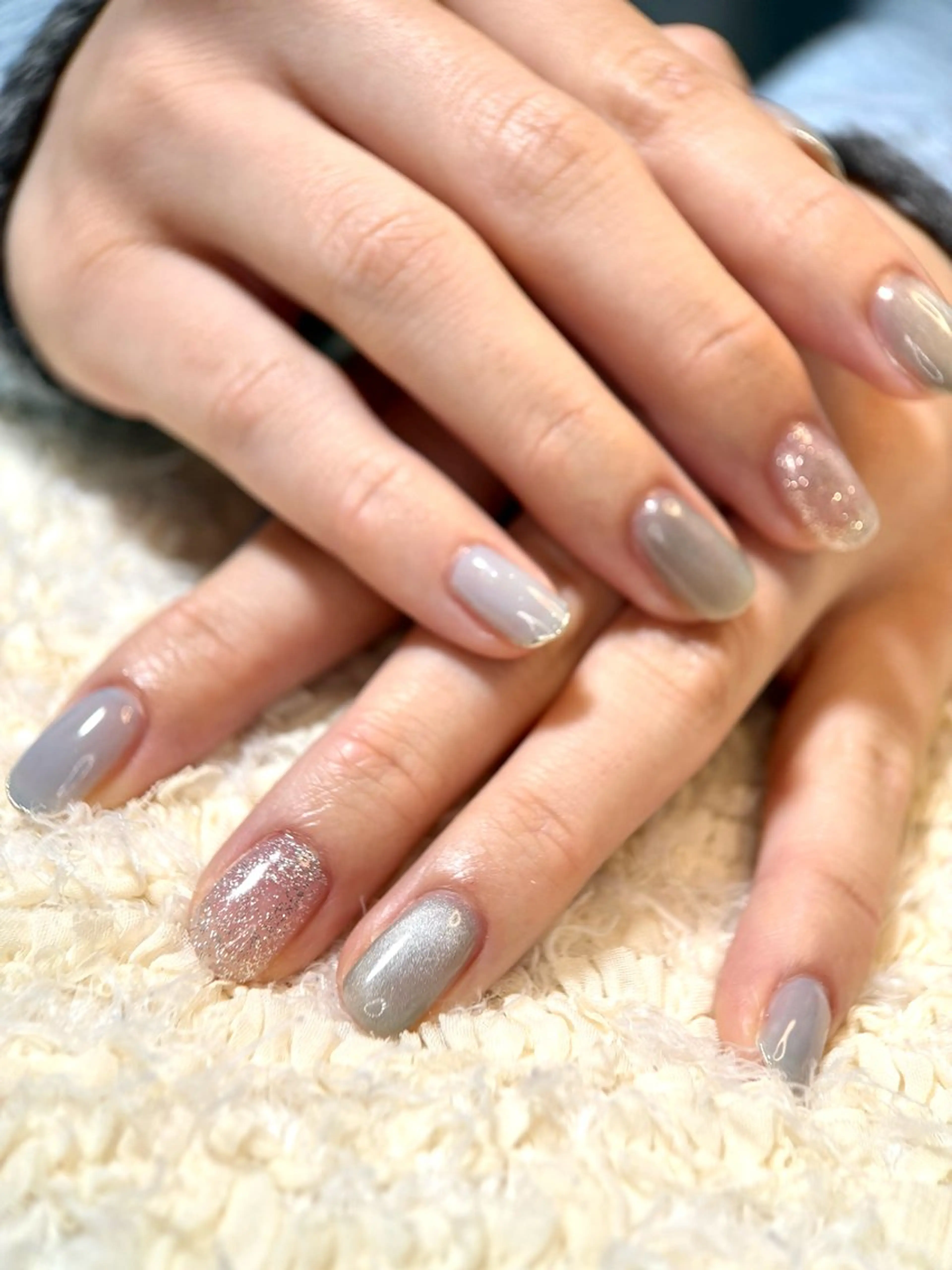 ネイル ラメ(グリッター) 水色 マグネットネイル moeko nailのネイルデザイン