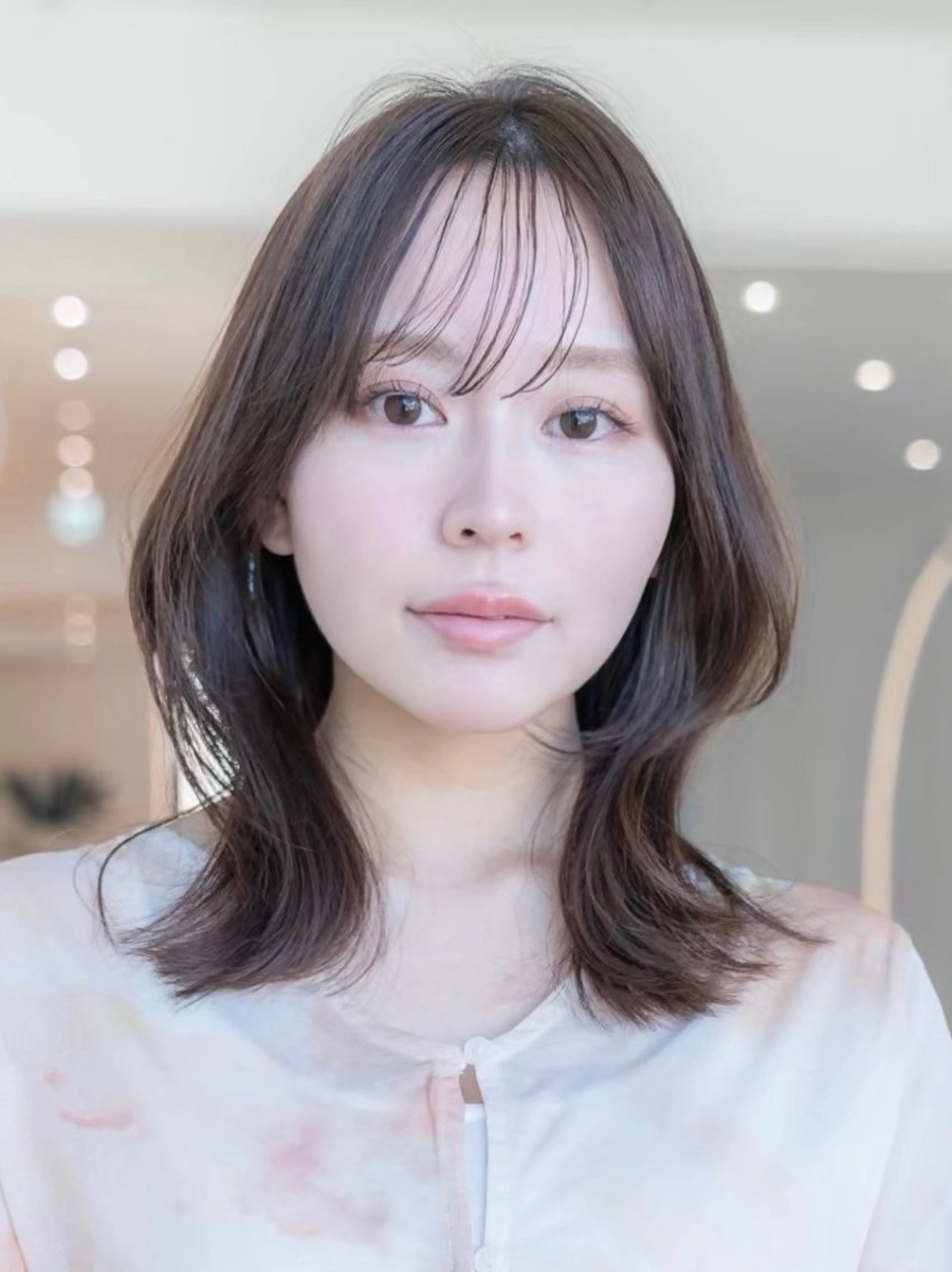 ミディアム カラー くびれヘア 韓国風ヘア レイヤーカット カット トリートメント レイヤー/ハッシュ 渋谷/サッタのヘアスタイル