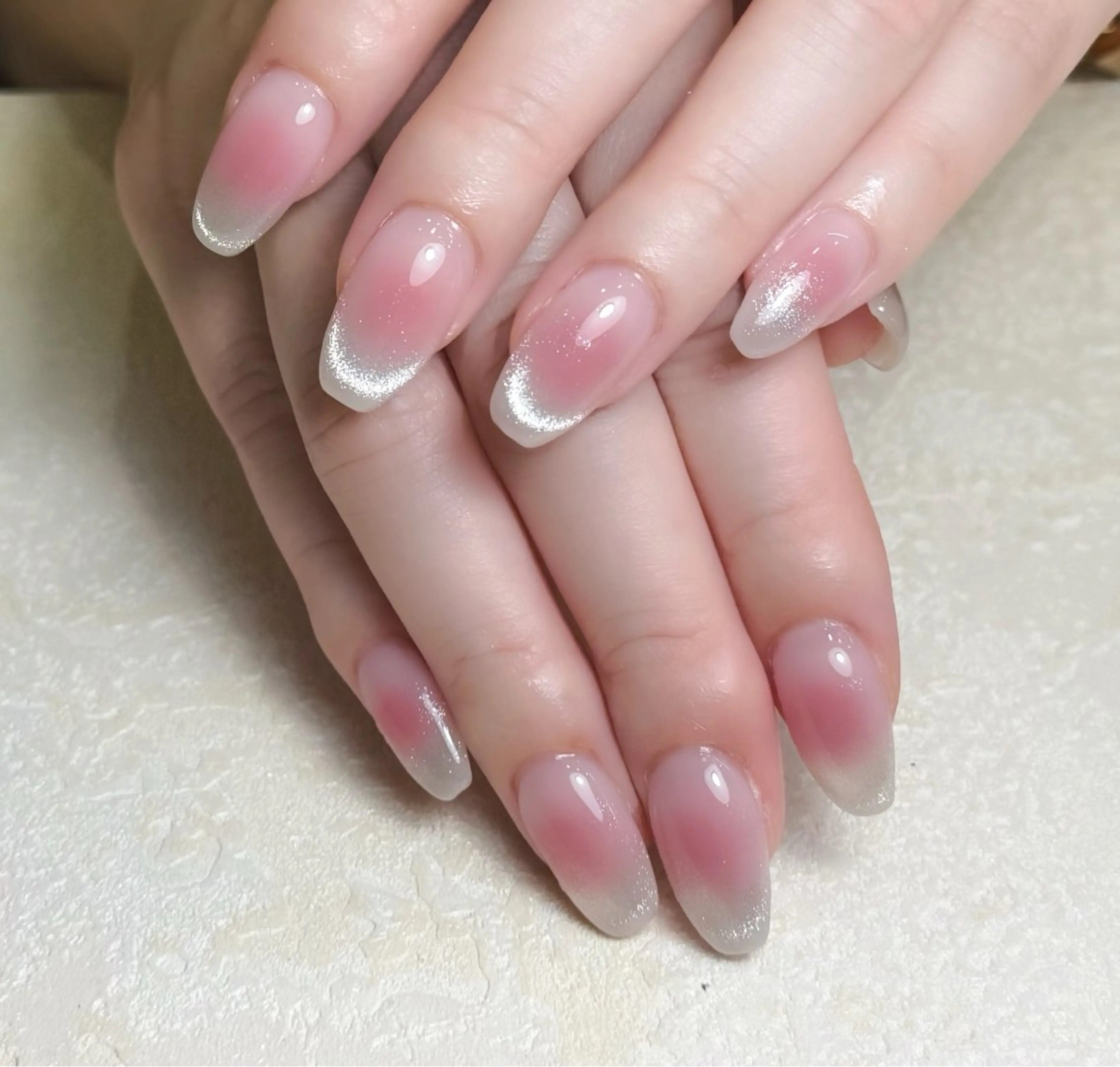 ネイル オーロラネイル 長さ出し フットネイル フレンチネイル ジェルネイル ハンドネイル 中野駅から2分 MEO NAILのネイルデザイン