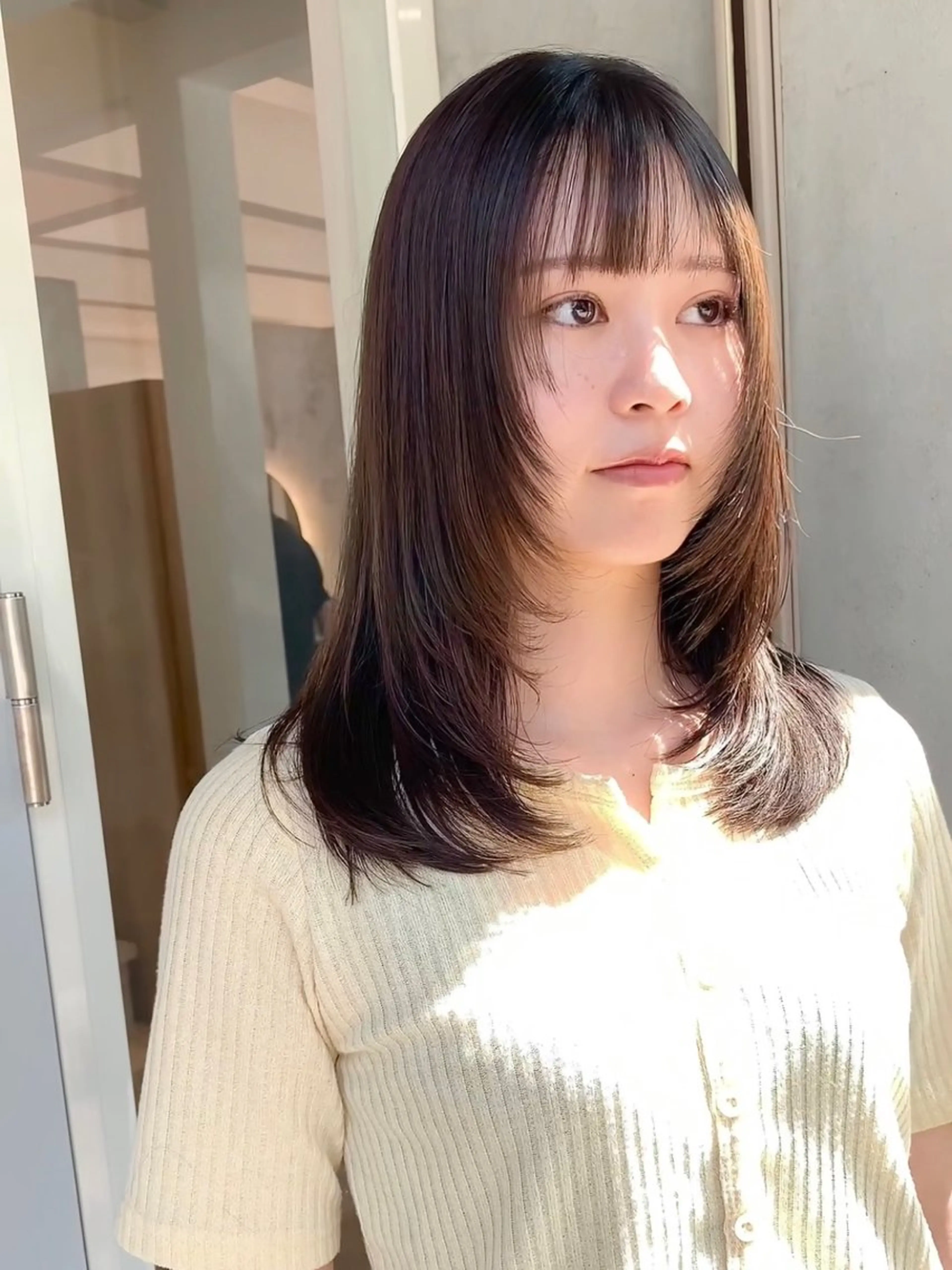 セミロング カラー レイヤーカット カット ヘアカラー ✨コテ巻き風パーマ ✨川合佑哉のヘアスタイル