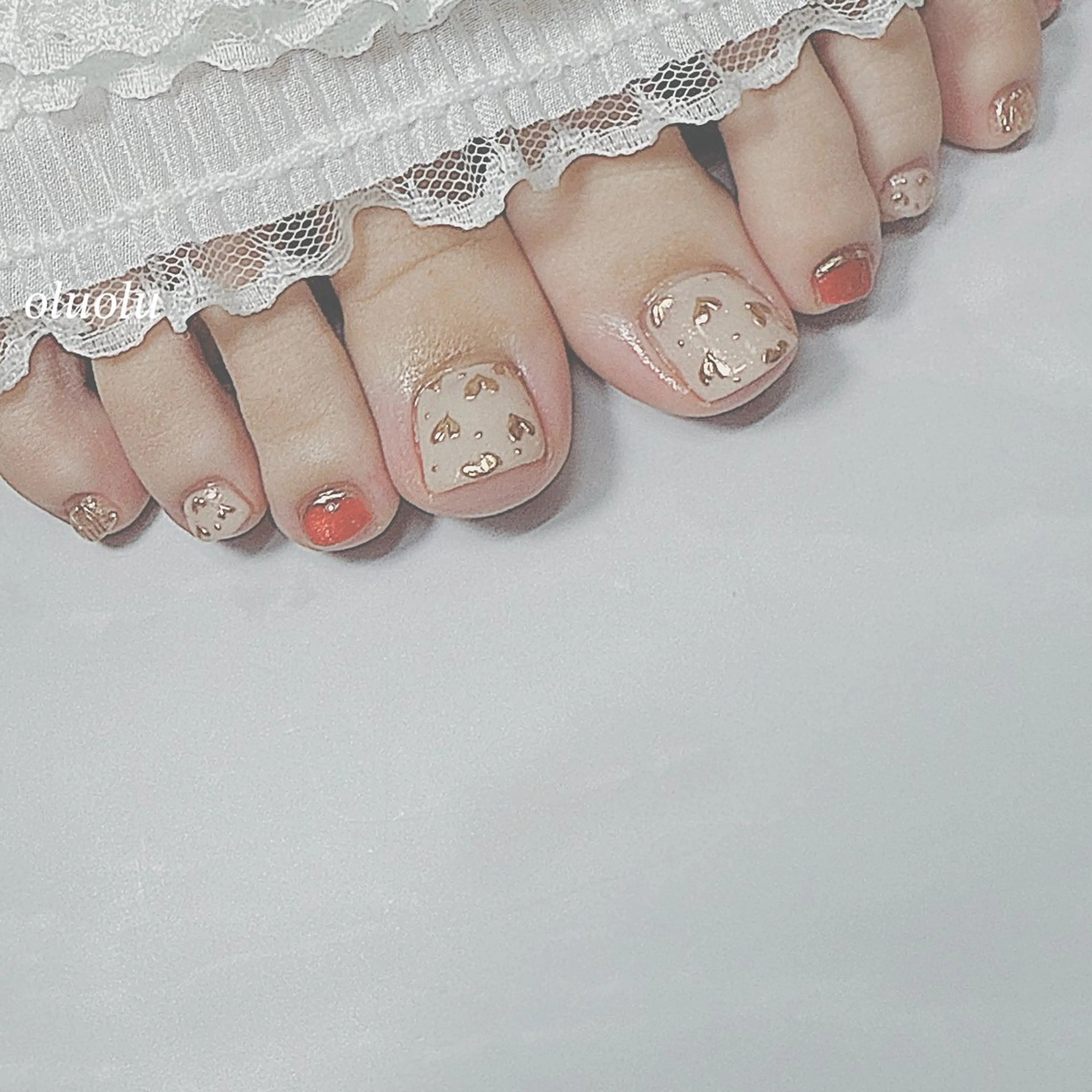 ネイル アートネイル フットネイル ガーリー ハート マグネットネイル 大村 紬華のネイルデザイン