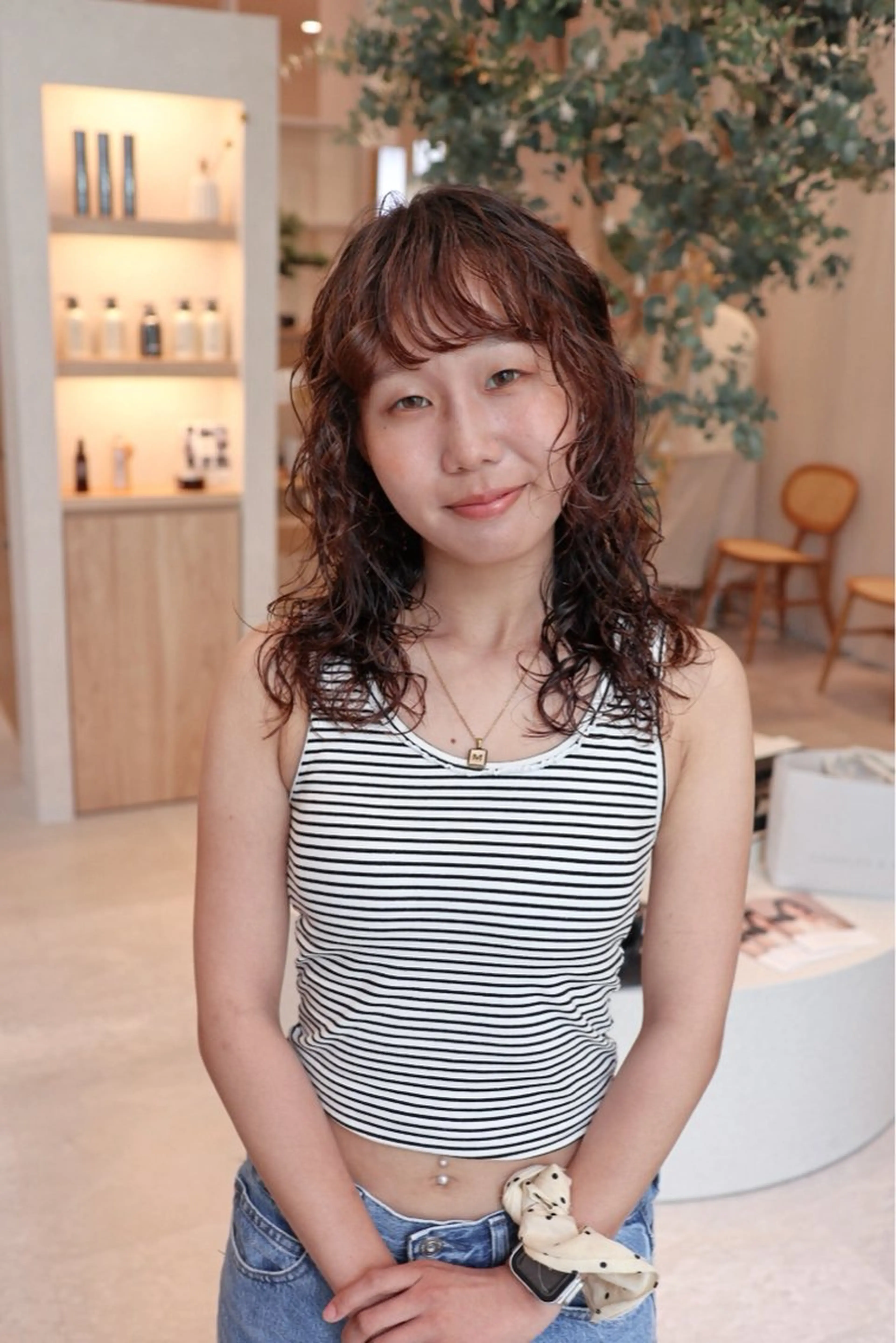 セミロング パーマ 小川 光のヘアスタイル