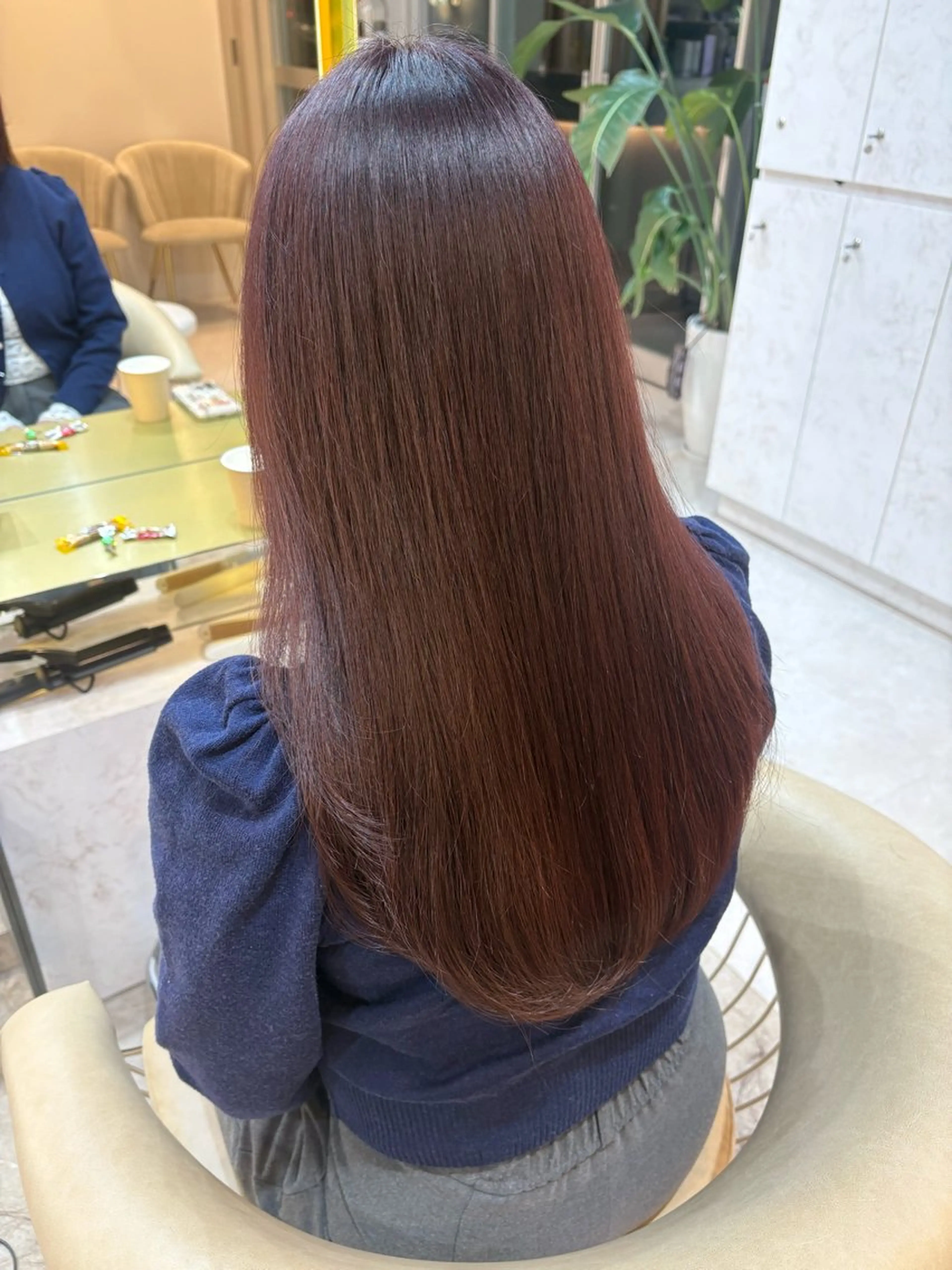 ロング カラー 縮毛矯正 トリートメント moeka レイヤー /艶カラー/韓国のヘアスタイル