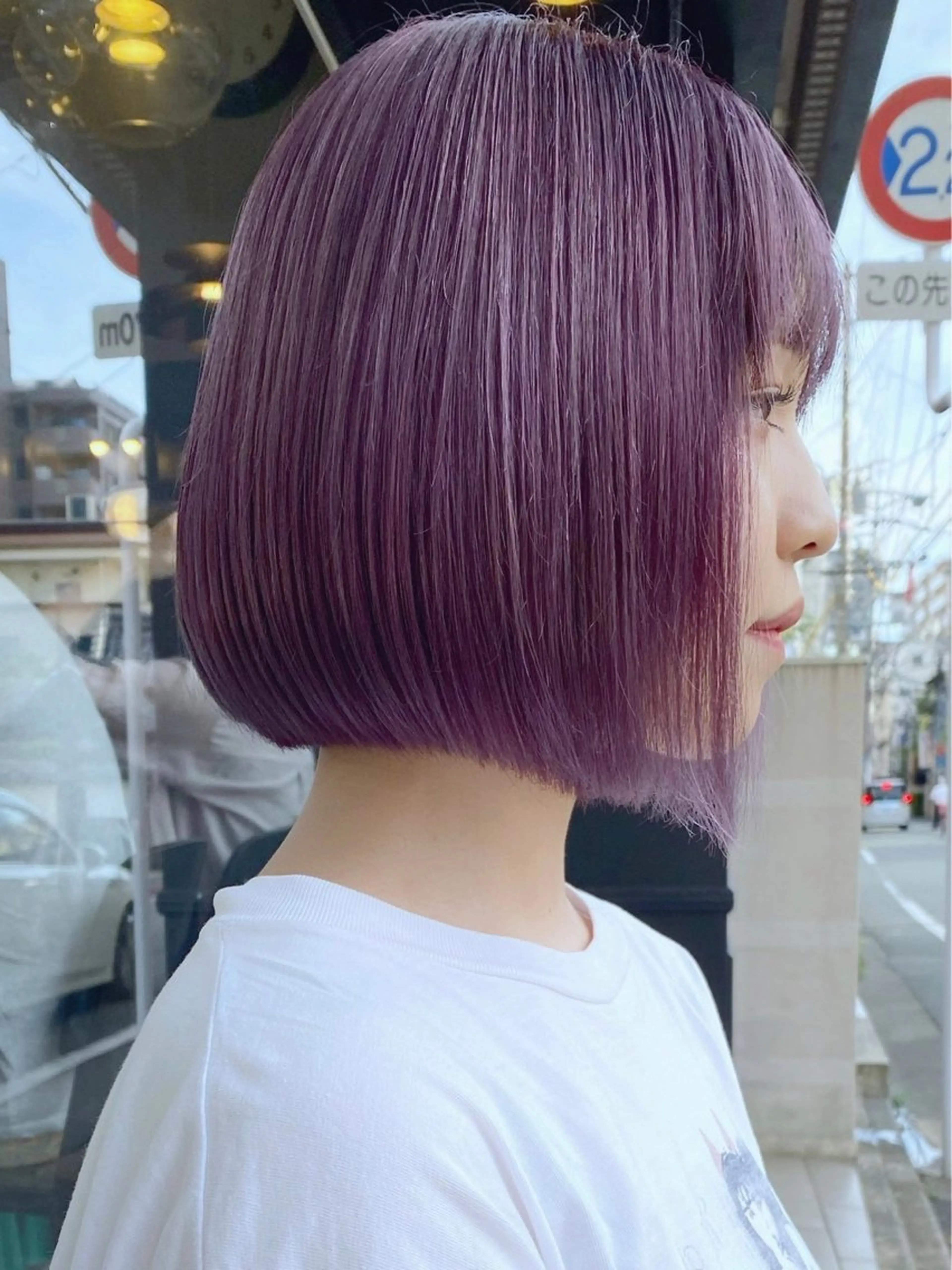 ショート パープルカラー comeghead 琴音のヘアスタイル