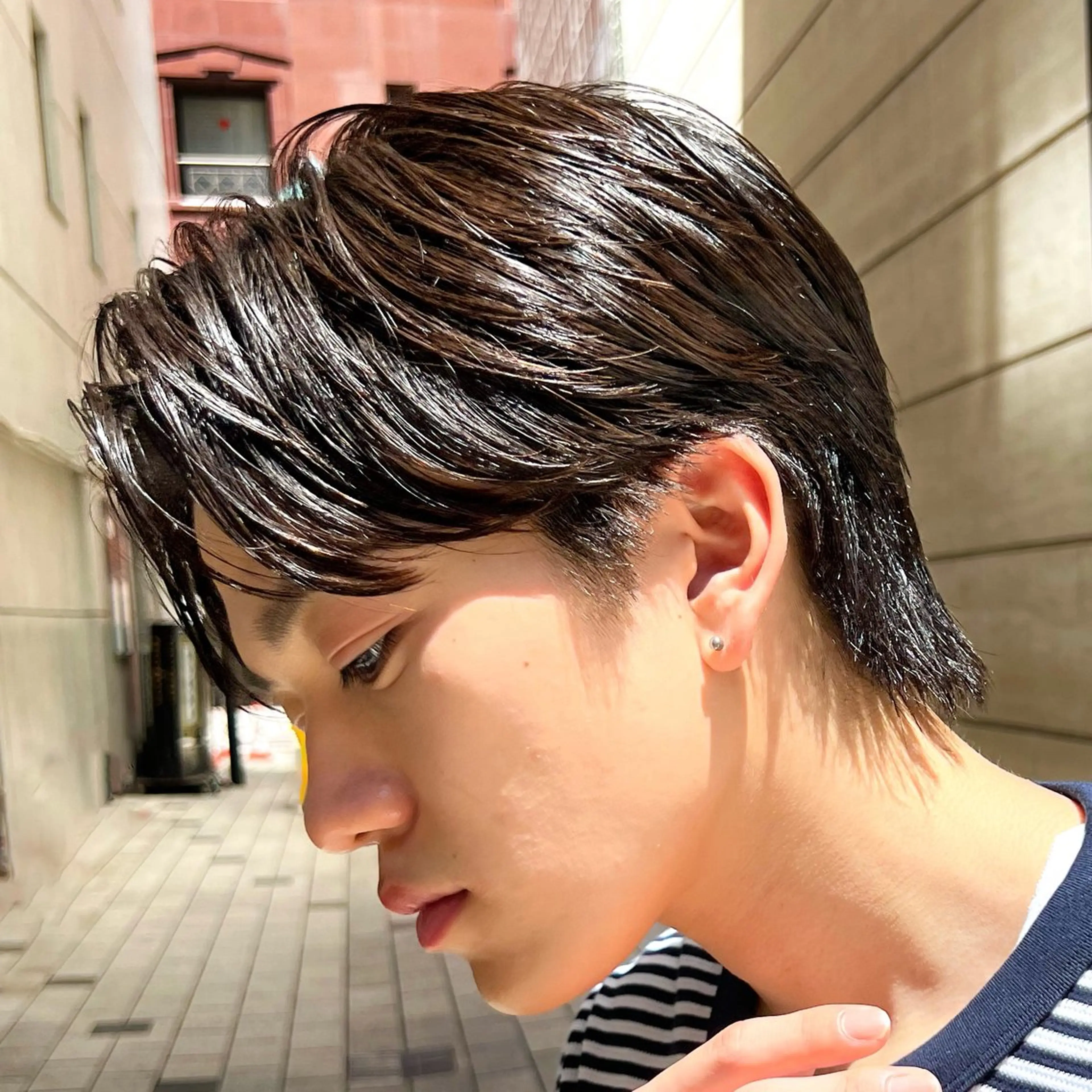 メンズカット✂️+曲がる縮毛矯正✨️+アルカリ除去トリートメント付き⭐️ #センターパート#銀座#マッシュ#髪質改善の写真