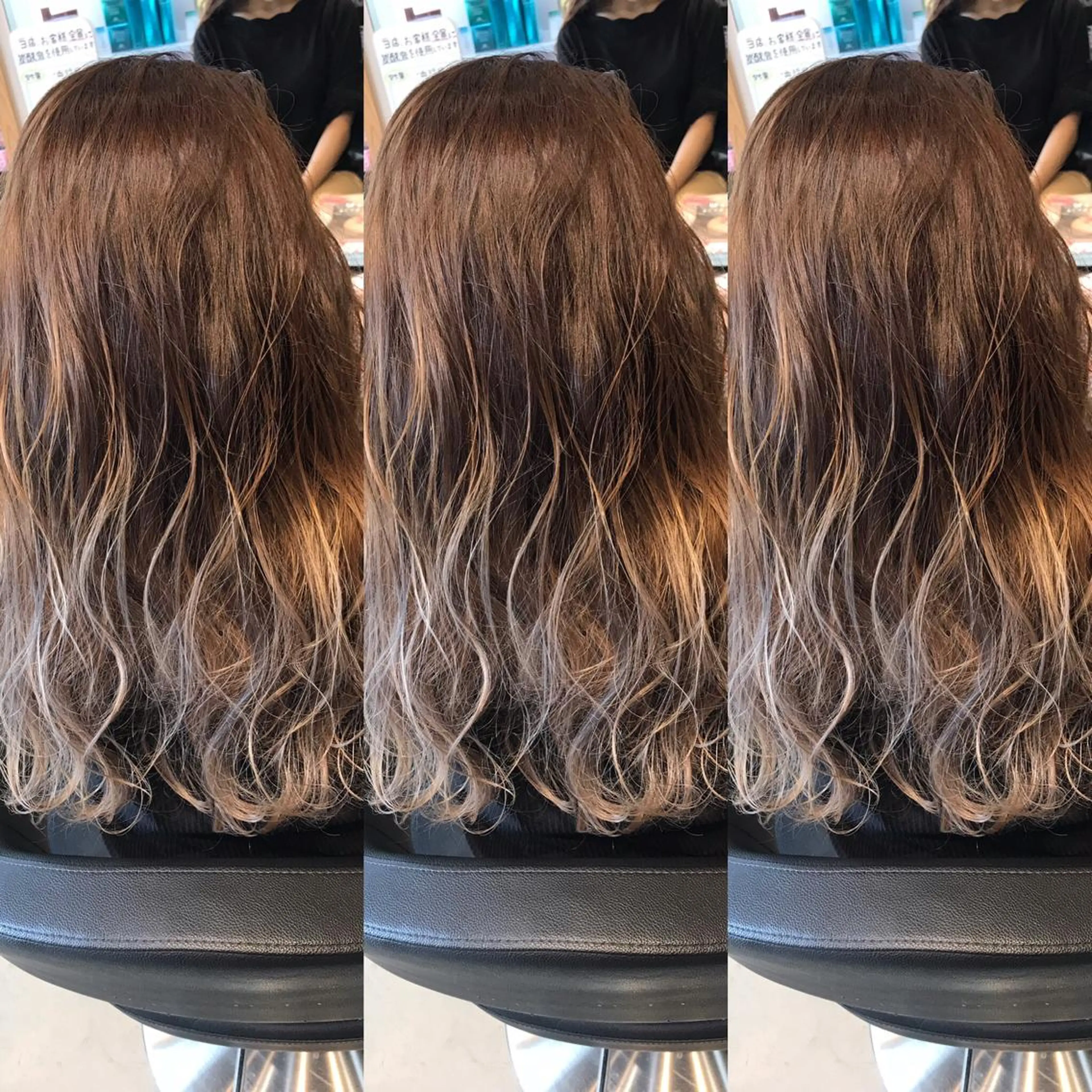 ミディアム カラー ベージュカラー ブリーチ グラデーションカラー シルバー ヘアカラー 大久保 隆蔵のヘアスタイル