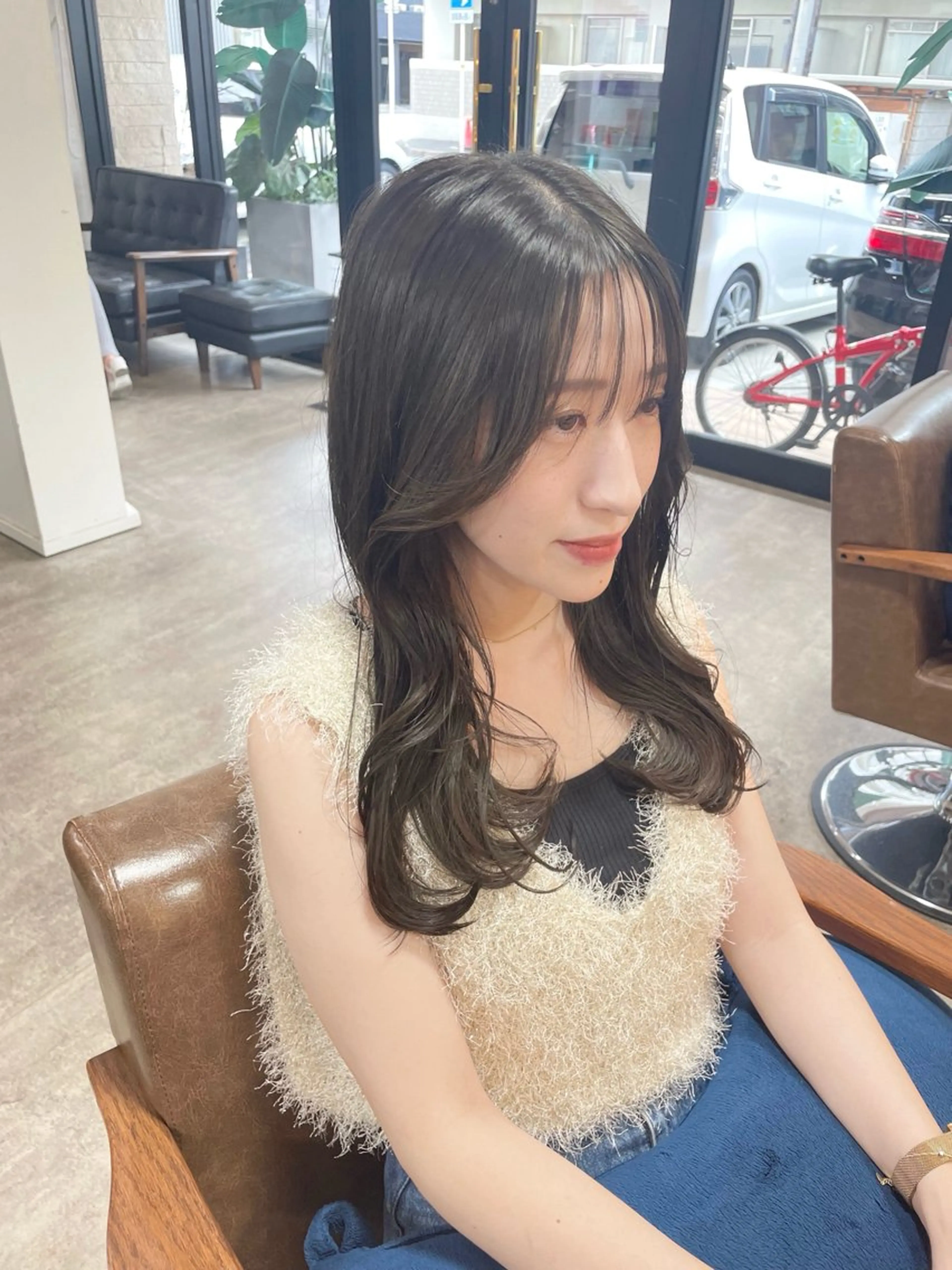 セミロング カラー ヘアアレンジ 透明感カラー グレージュ 顔周りカット RIENS aura / ayu ♡のヘアスタイル