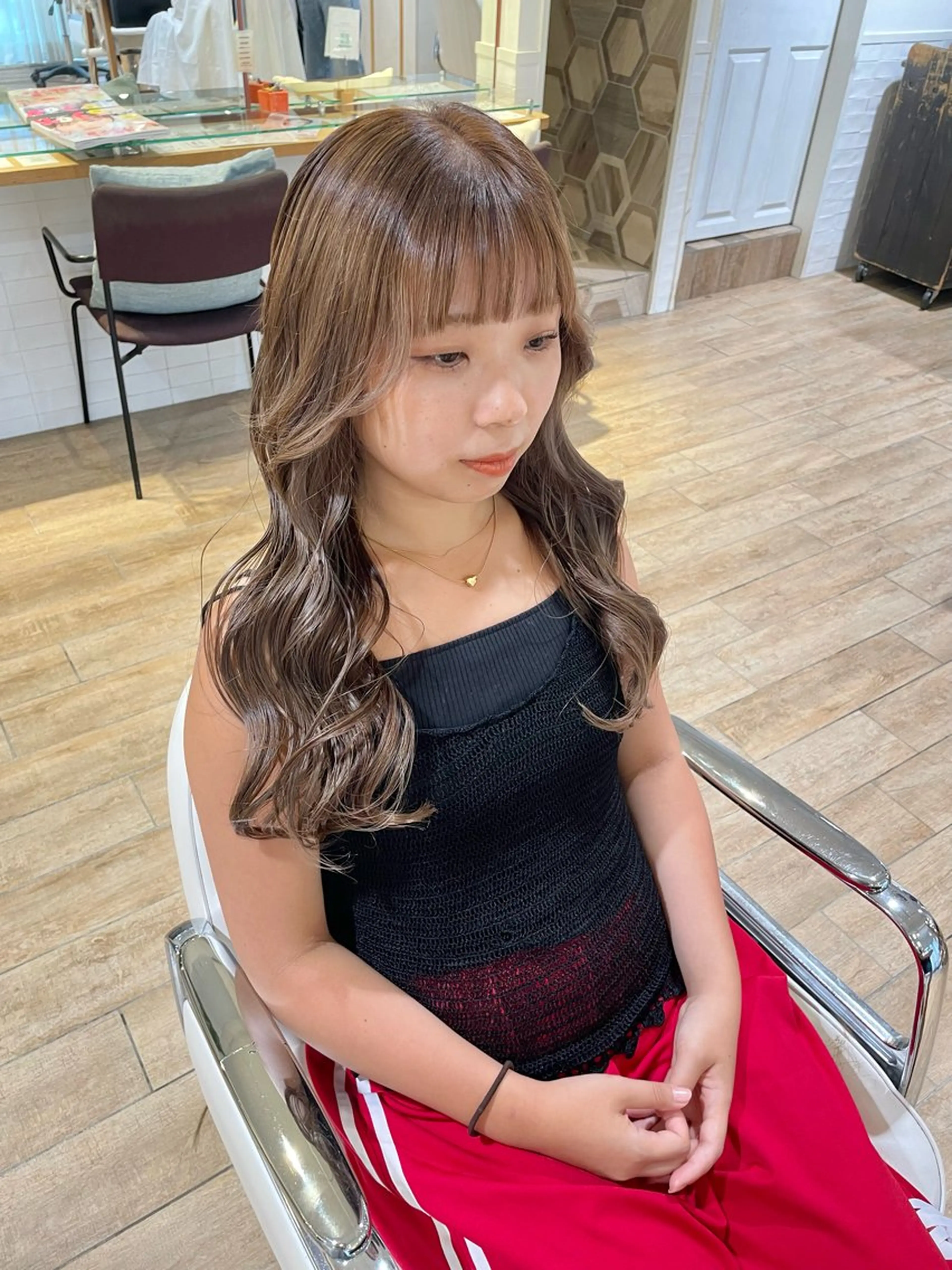 セミロング カラー ヘアアレンジ ヘアカラー ハイトーンピンク🍑 ブリーチ🍑RINAのヘアスタイル