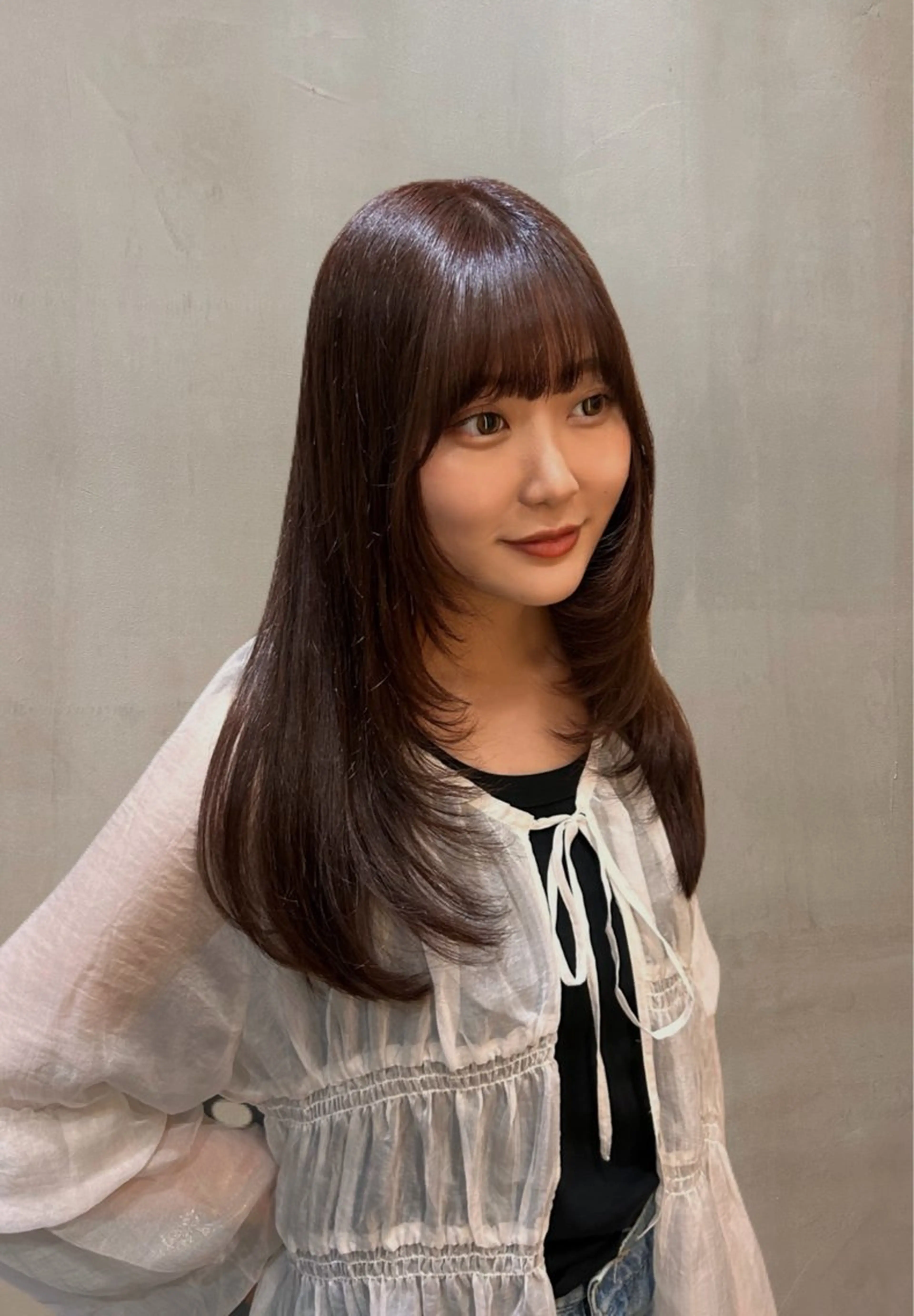 セミロング カラー 韓国×髪質改善カラー 💎hinaのヘアスタイル