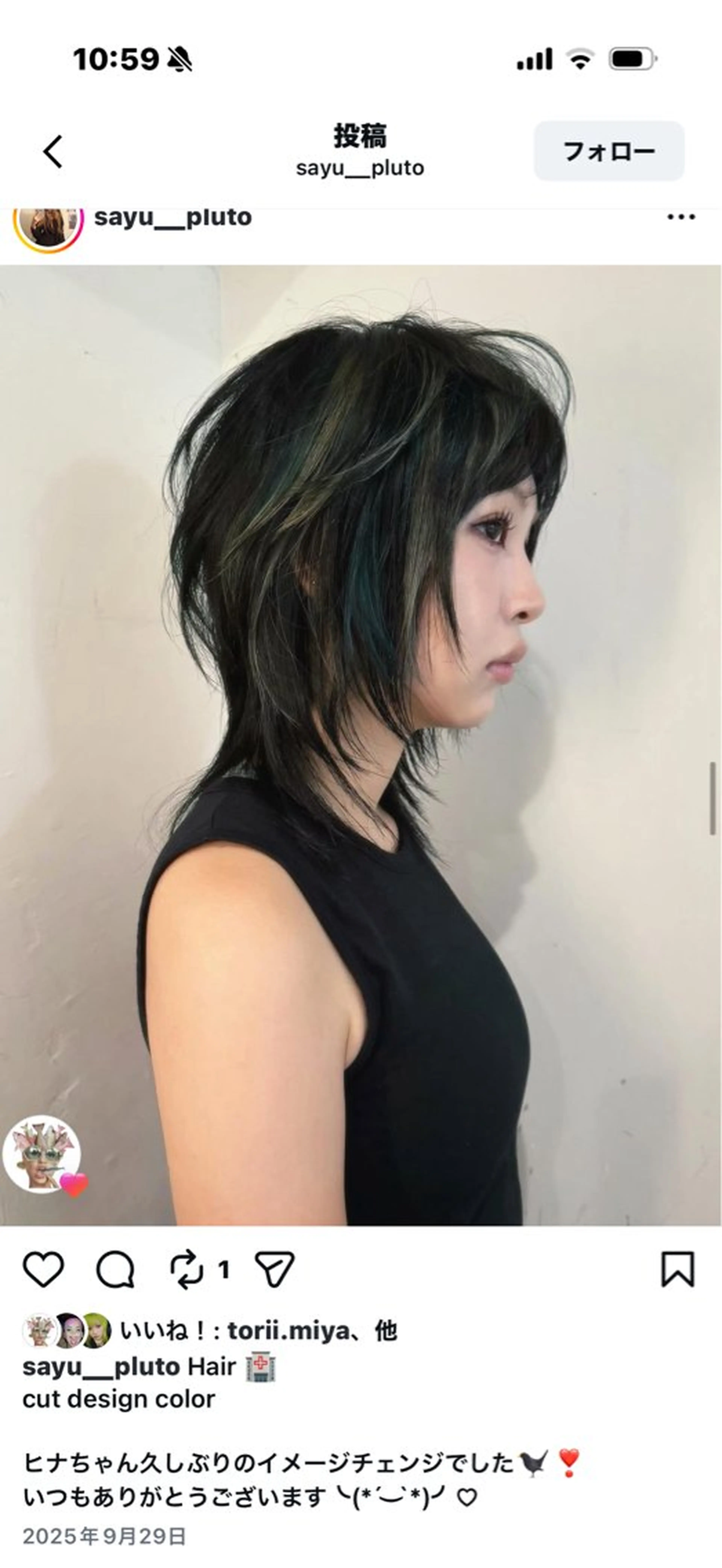 ミディアム トリートメント ウルフカット カラーモデル募集中 Rei🐈‍⬛/大宮のヘアスタイル