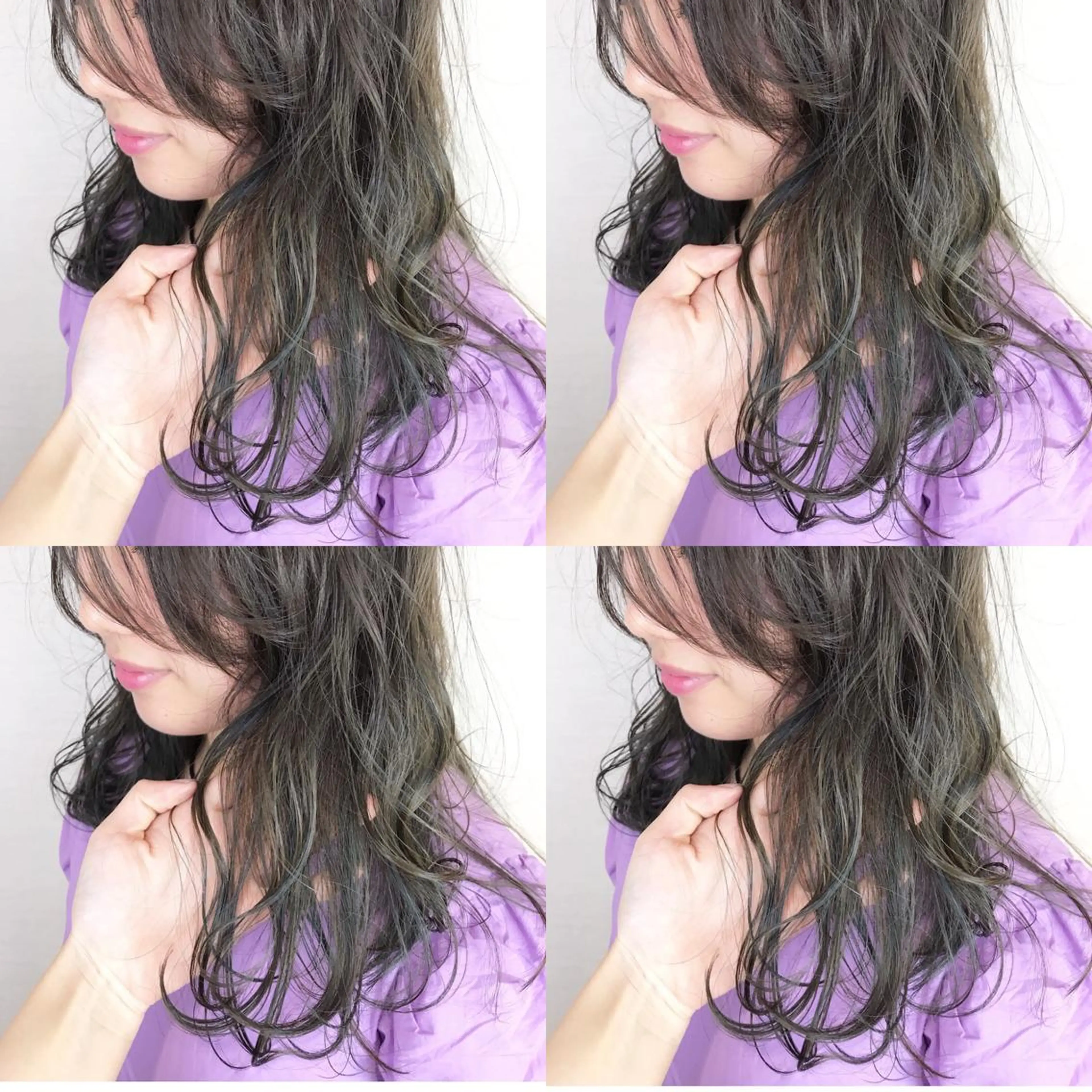 セミロング カラー 韓国レイヤーカット/ ダブルカラーのヘアスタイル