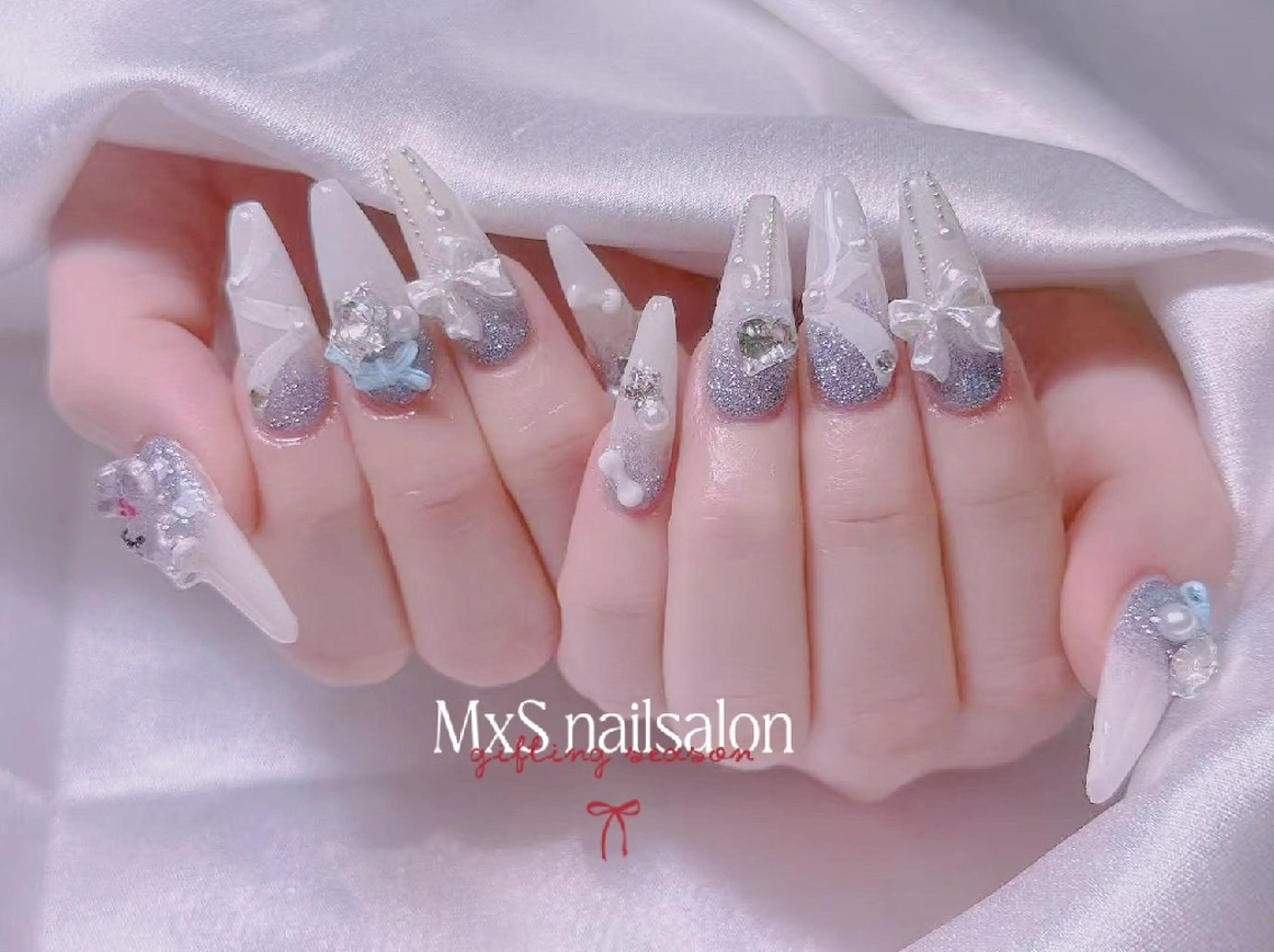 ネイル ジェルネイル 韓国ネイル マグネットネイル パラジェル バレンタイン ハンドネイル M×S Nail みなのネイルデザイン