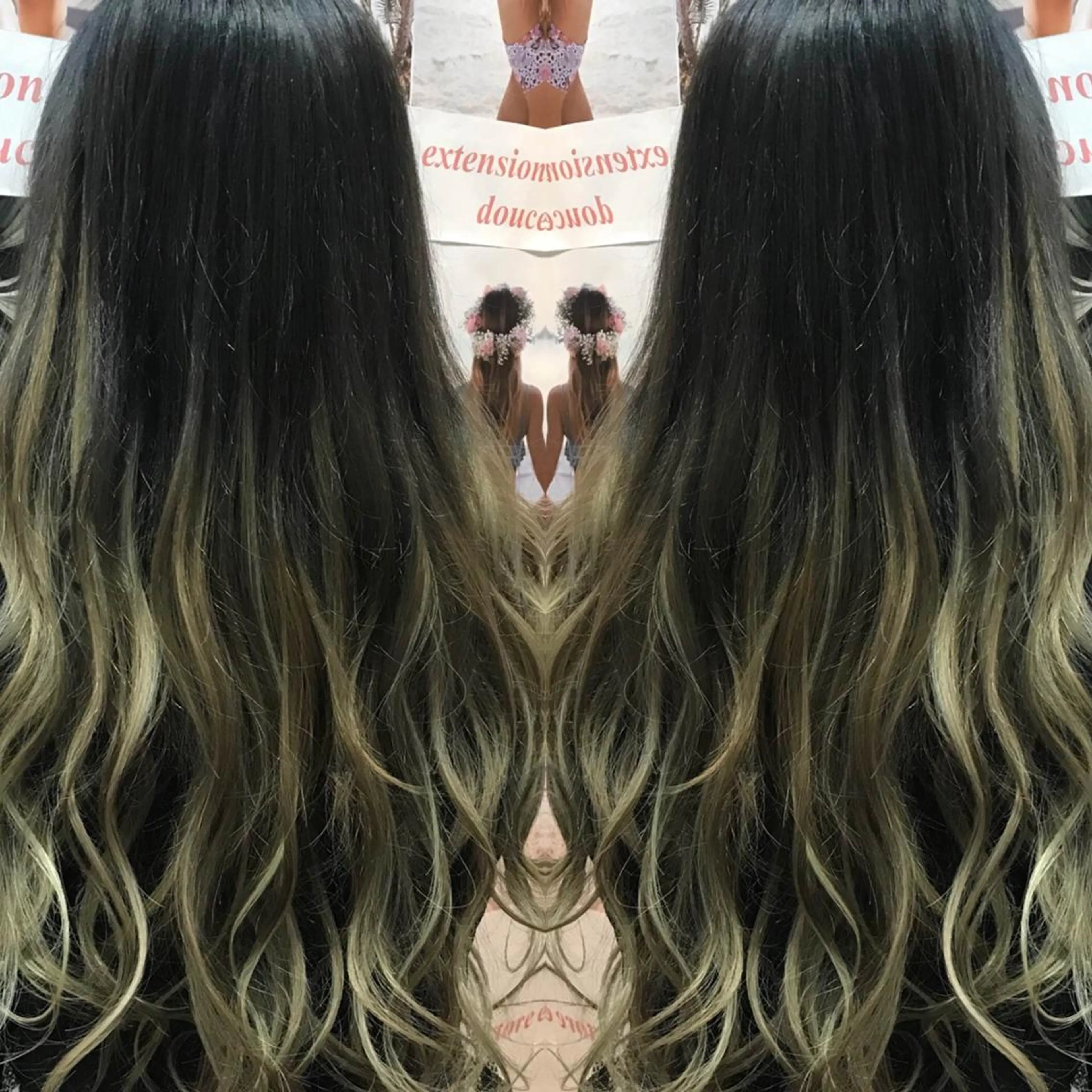 ロング パーマ チビ編み込みエクステ シールEXどぅ〜すのヘアスタイル