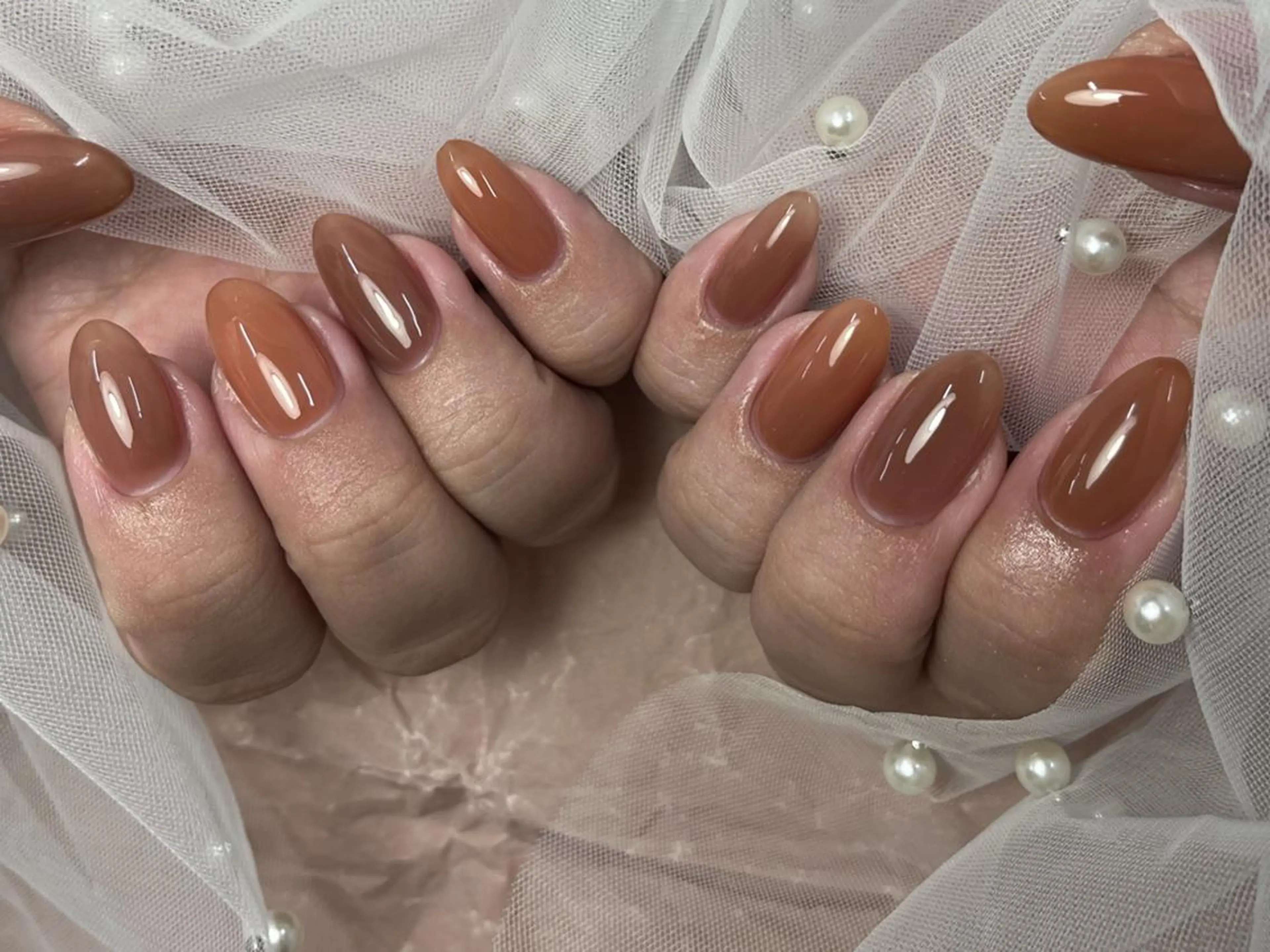 ネイル ブラウン カジュアル オフィスネイル シンプルネイル ハンドネイル ToliyDeliy Nail Salonのネイルデザイン