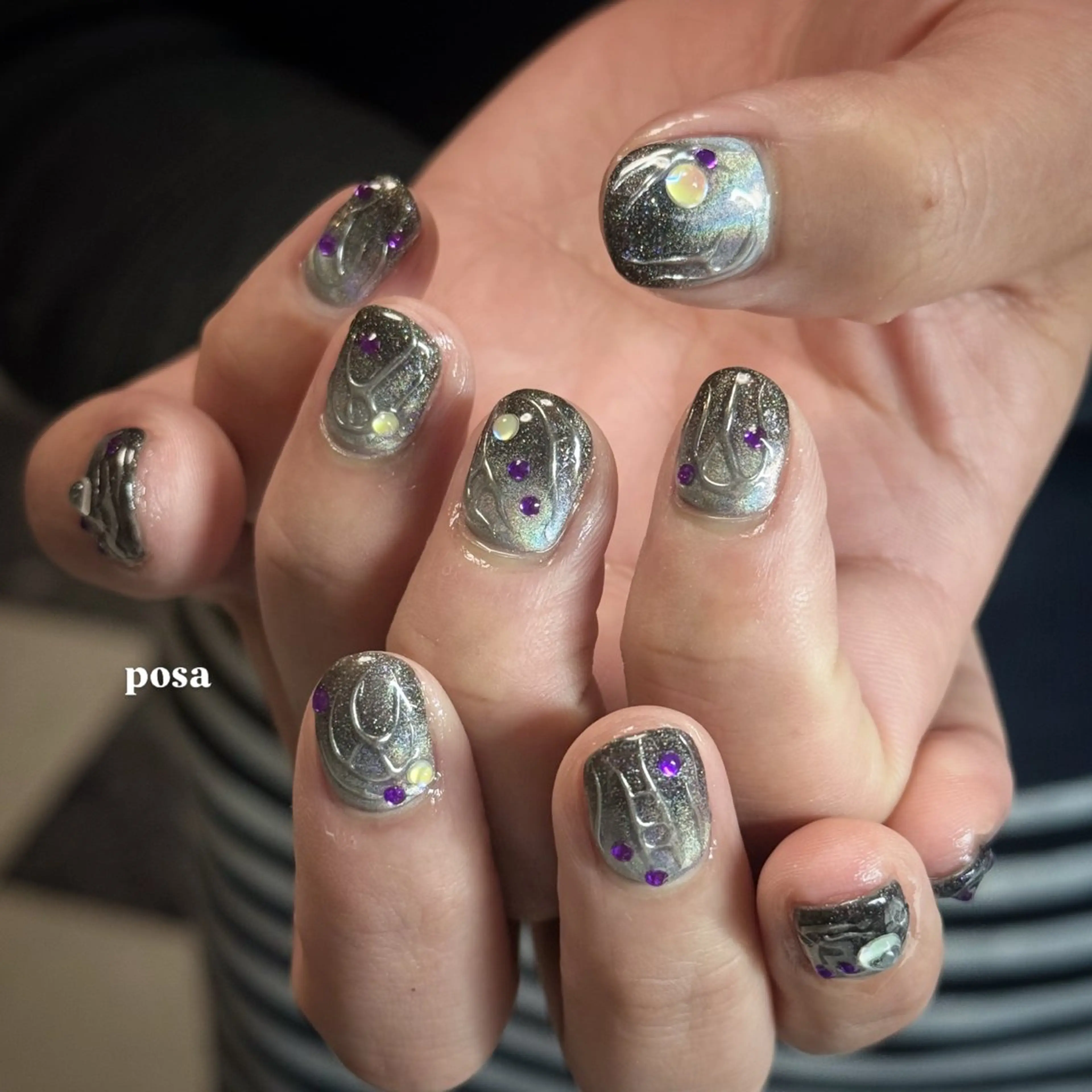 ネイル キラキラネイル ショートネイル シンプルネイル ハンドネイル posa nail モエミのネイルデザイン