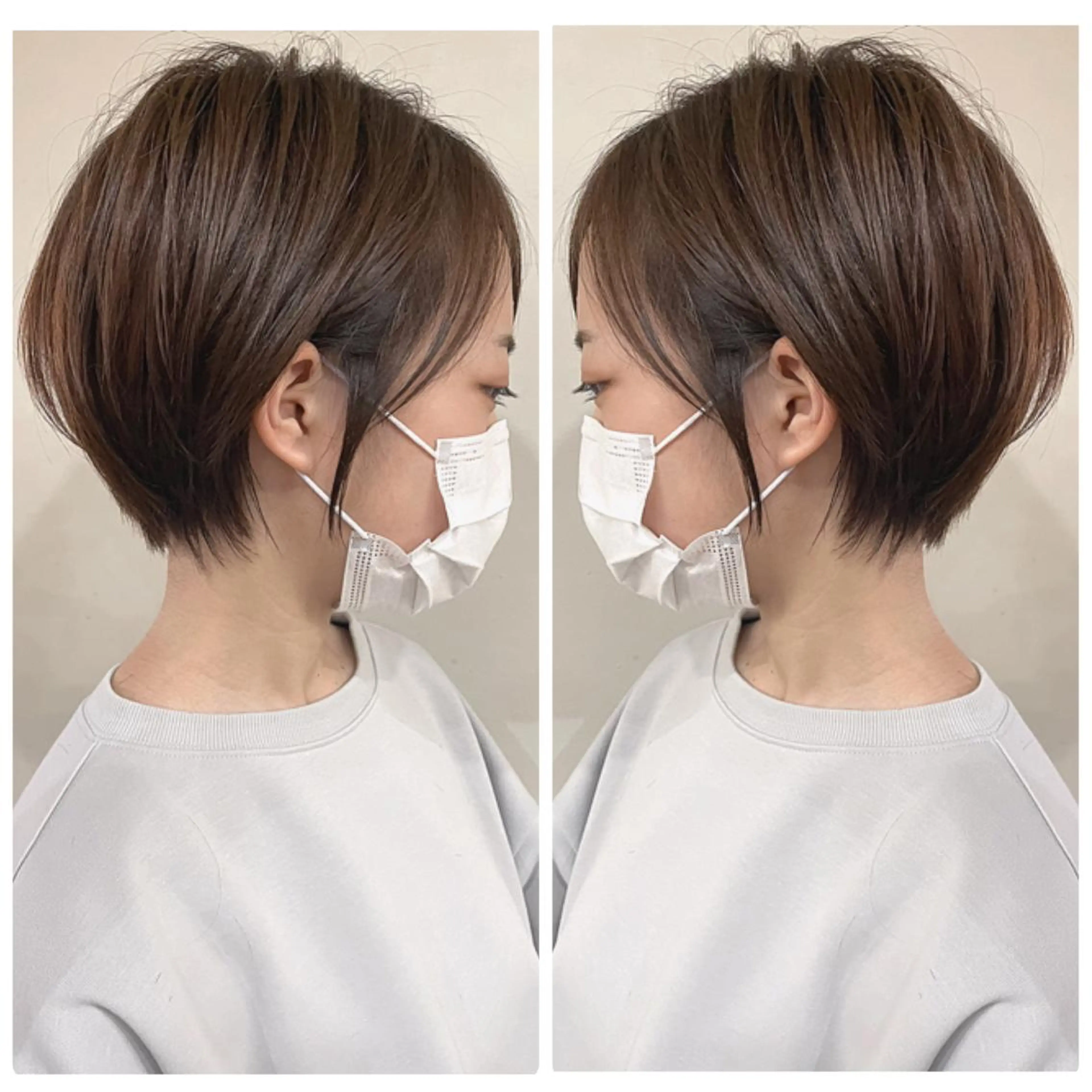 ショート カラー ショートボブ ハンサムショート 丸みショート デザインカラー ハイライトカラー カット ヘアカラー 京都大人女性ショート 徒歩1分/秋山のヘアスタイル